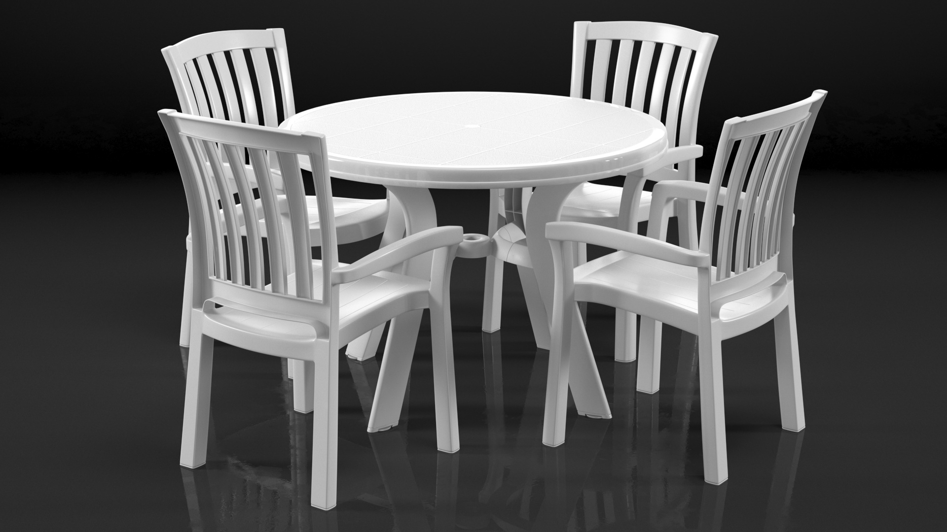 3D White Plastic Table With Chairs