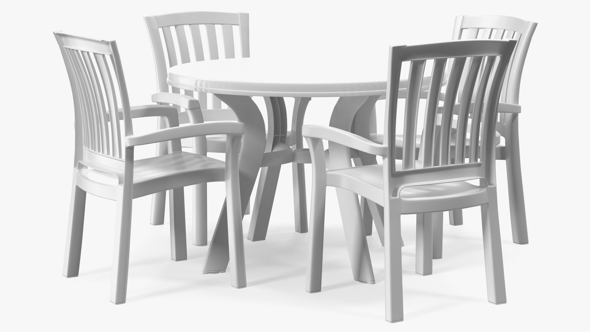 3D White Plastic Table With Chairs