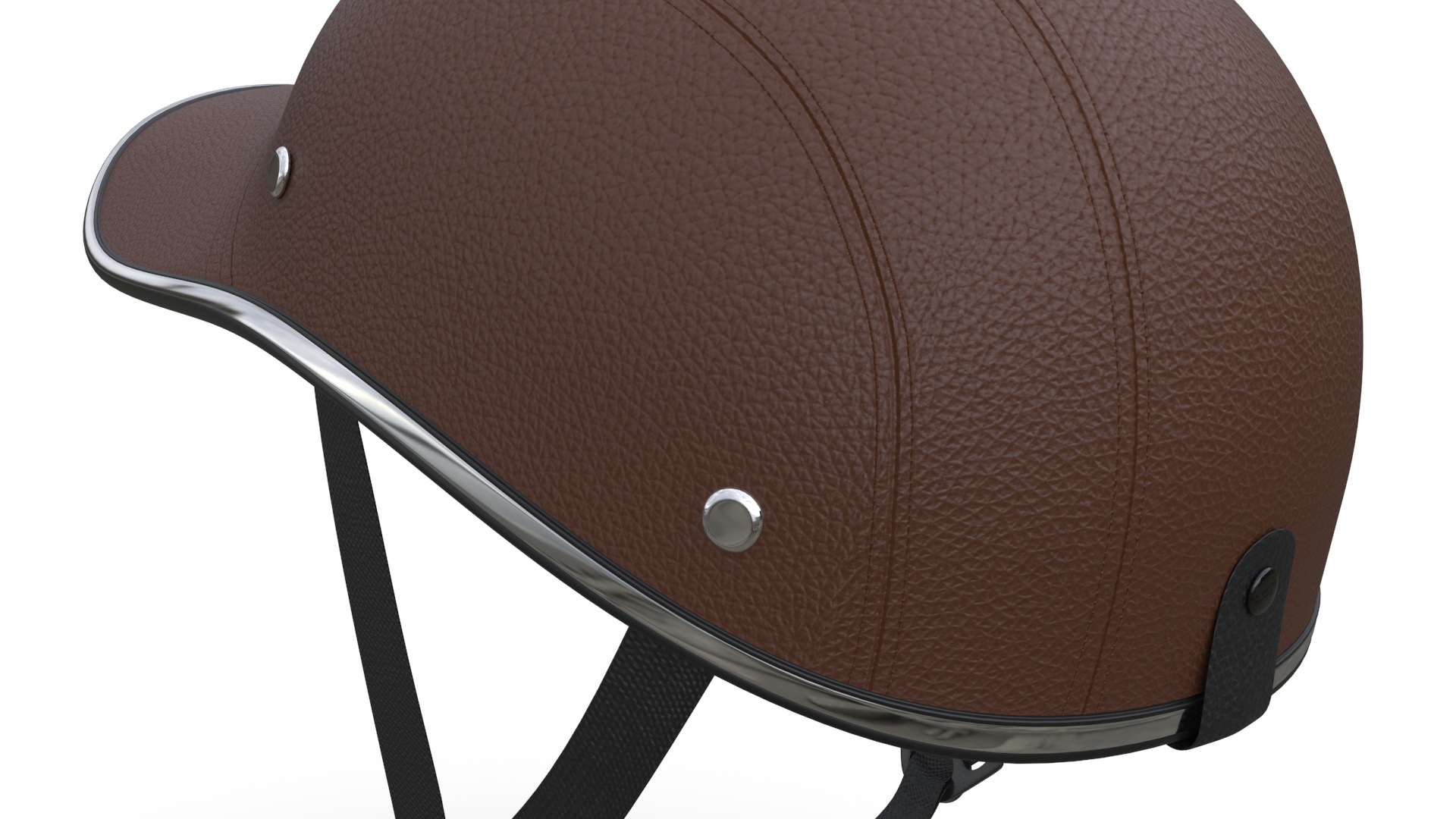 Brown Leather Protective Moped Helmet 3D