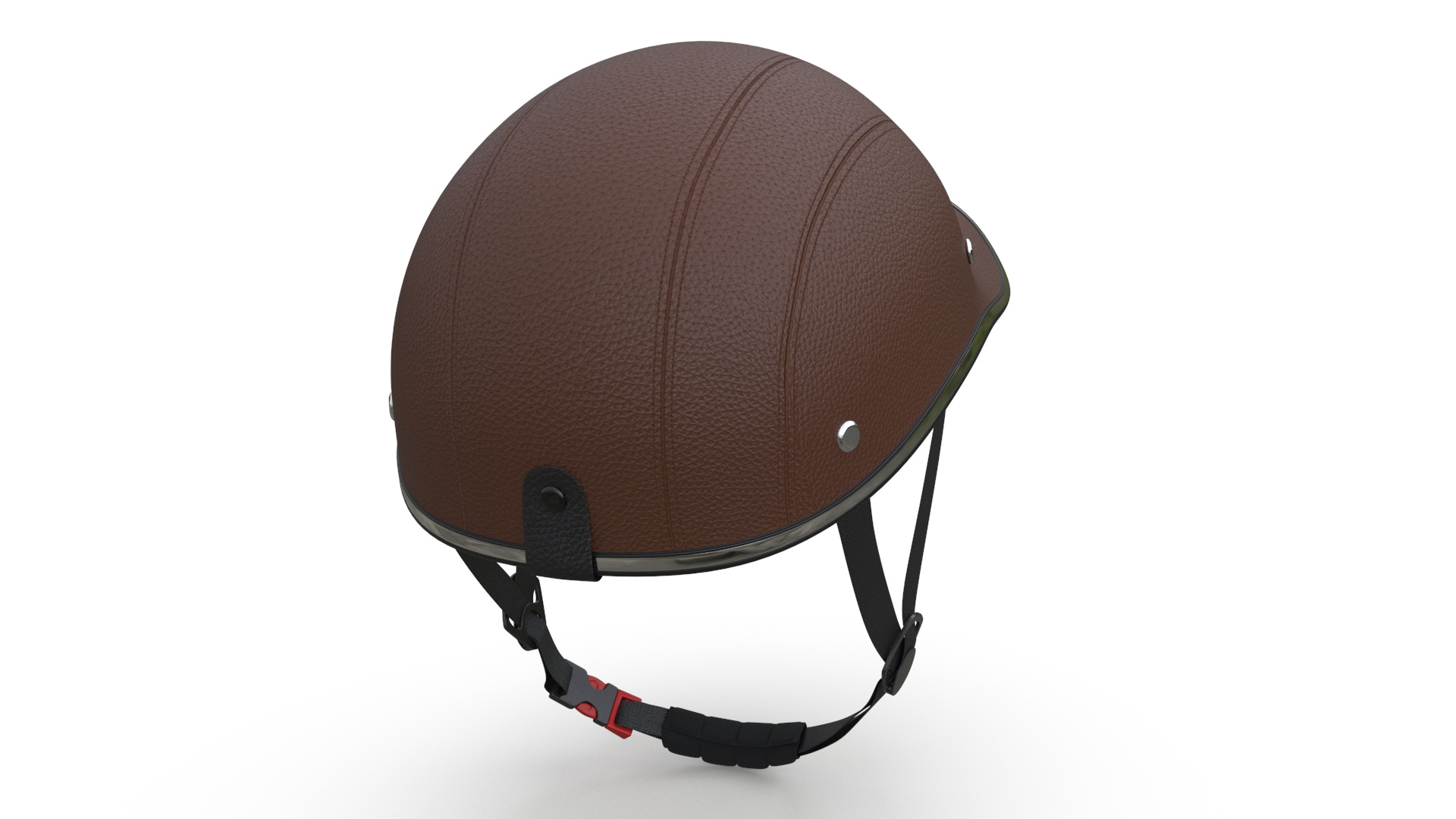 Brown Leather Protective Moped Helmet 3D