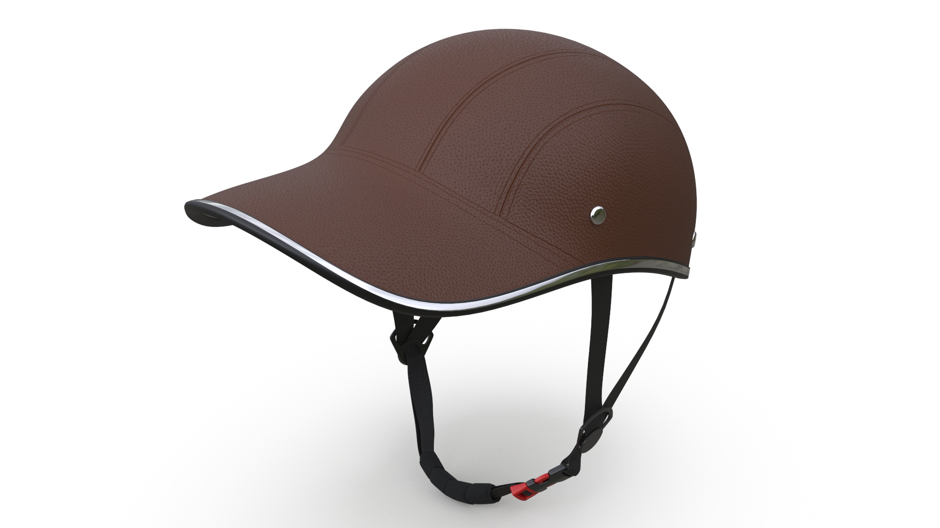 Brown Leather Protective Moped Helmet 3D