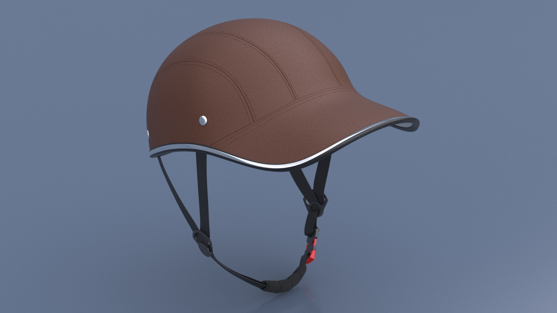 Brown Leather Protective Moped Helmet 3D