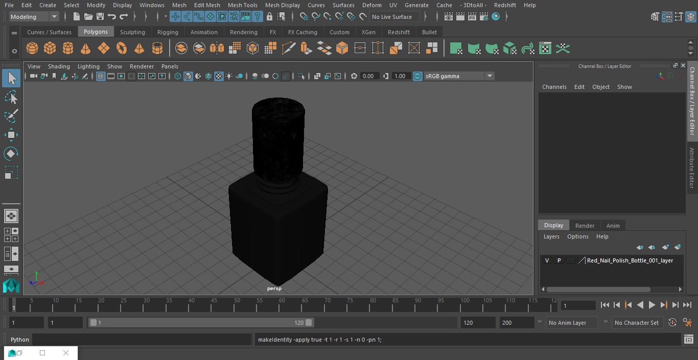 Red Nail Polish Bottle 3D