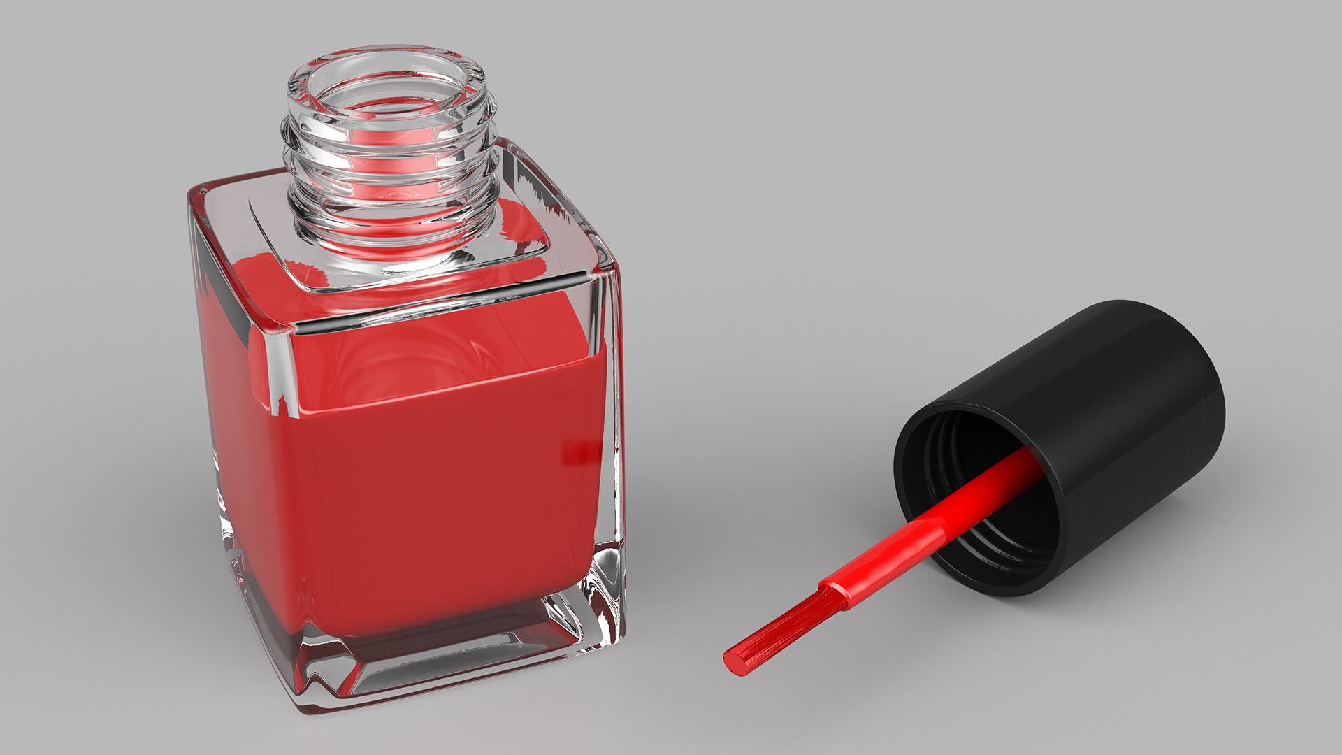 Red Nail Polish Bottle 3D