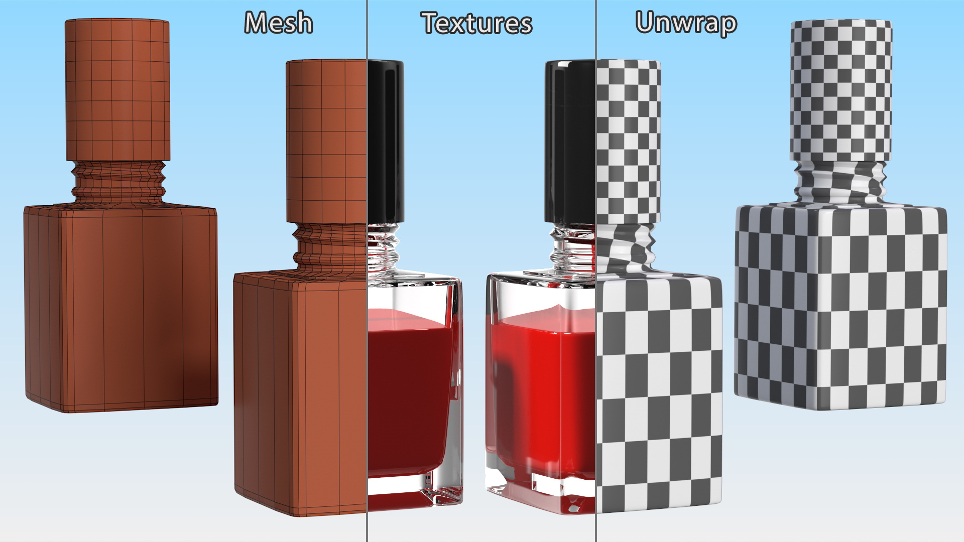 Red Nail Polish Bottle 3D