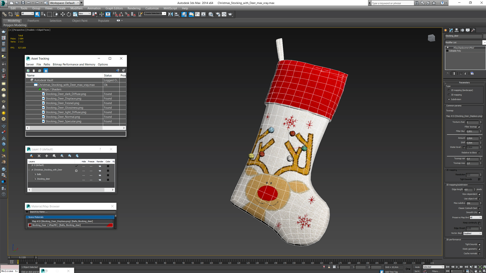 3D Christmas Stocking with Deer model