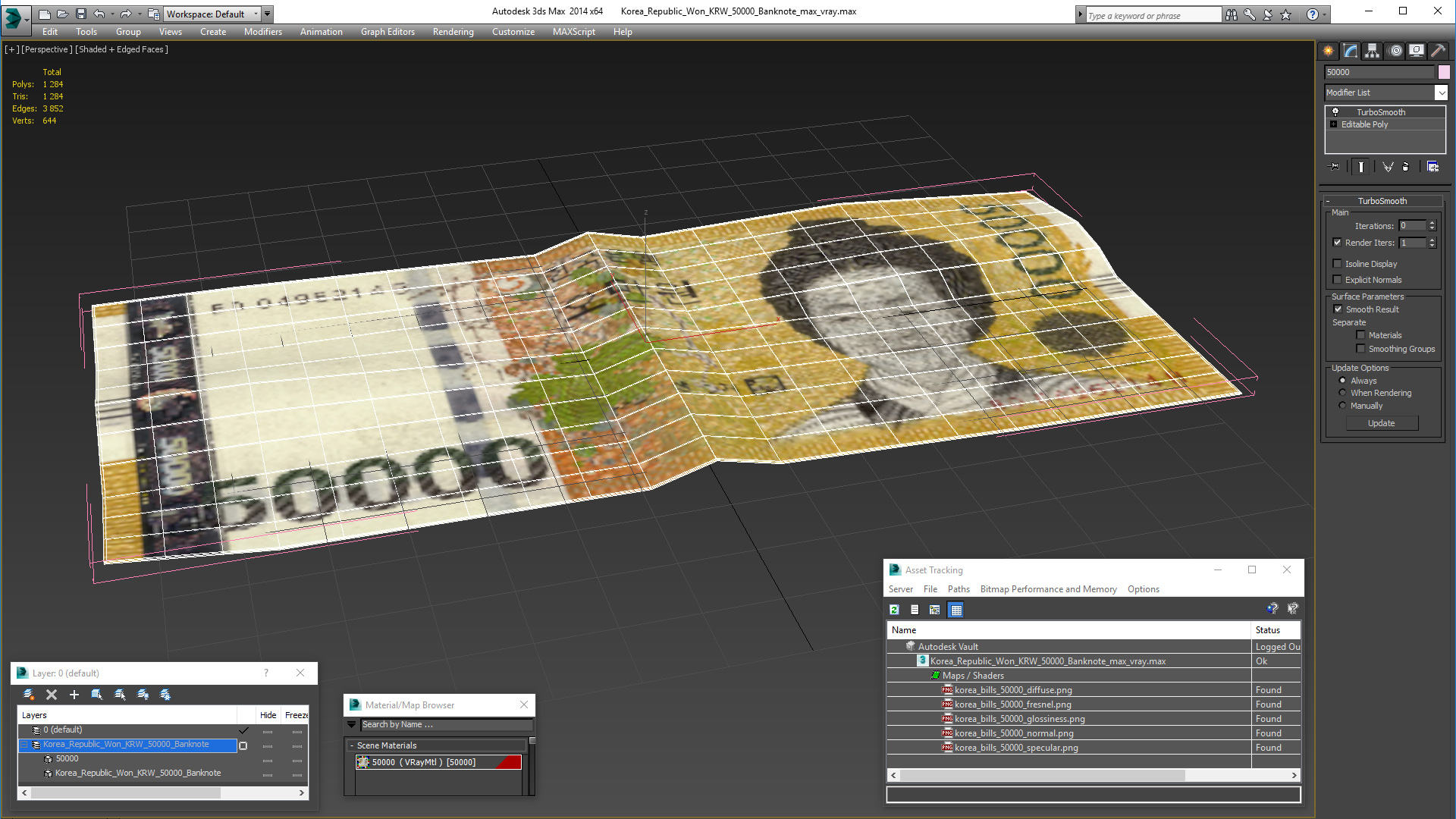 Korea Republic Won KRW 50000 Banknote 3D