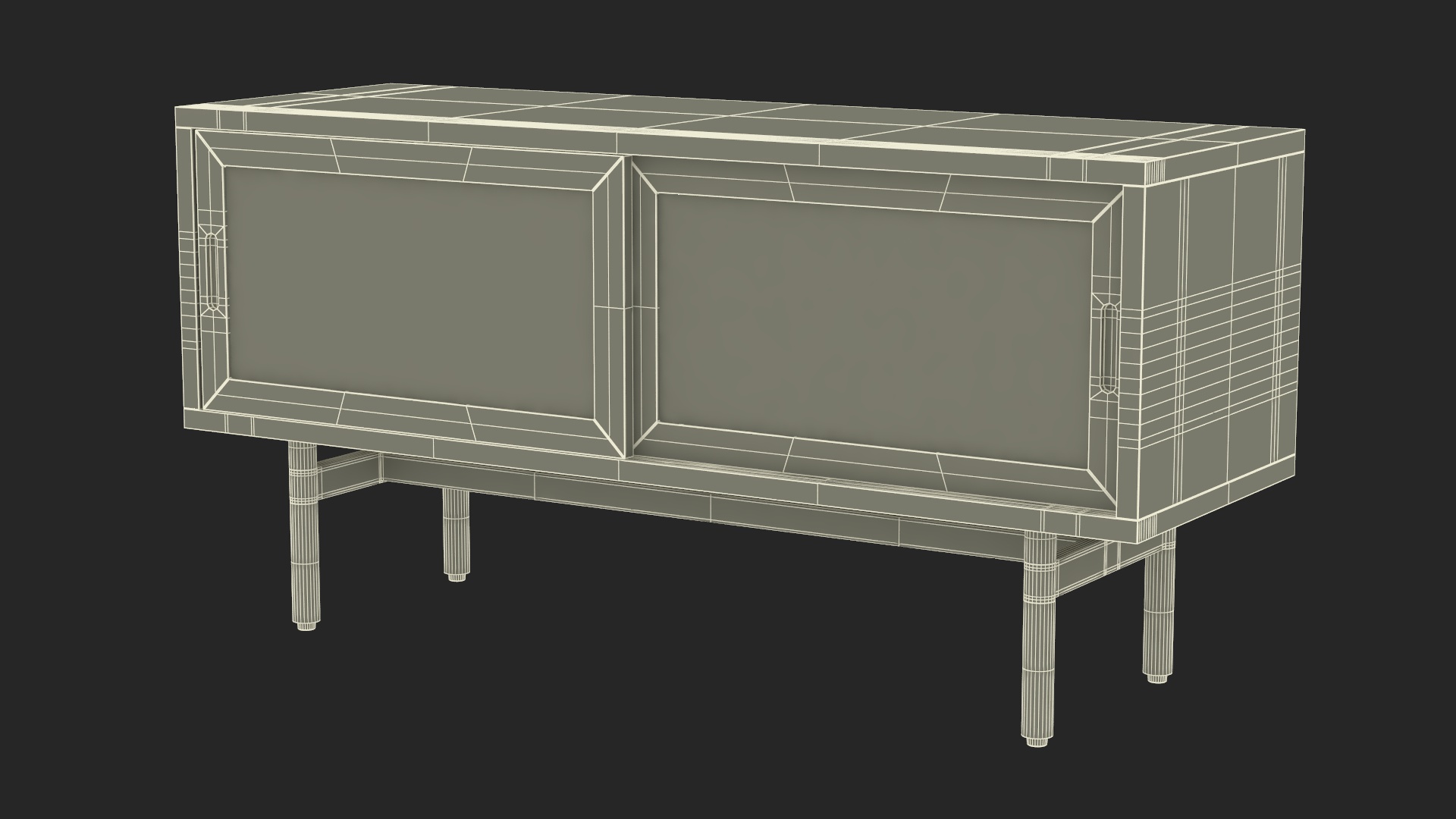 3D model Wooden Mid Century Modern Sideboard