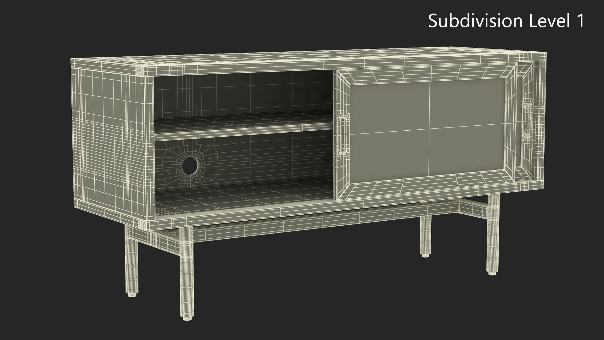 3D model Wooden Mid Century Modern Sideboard