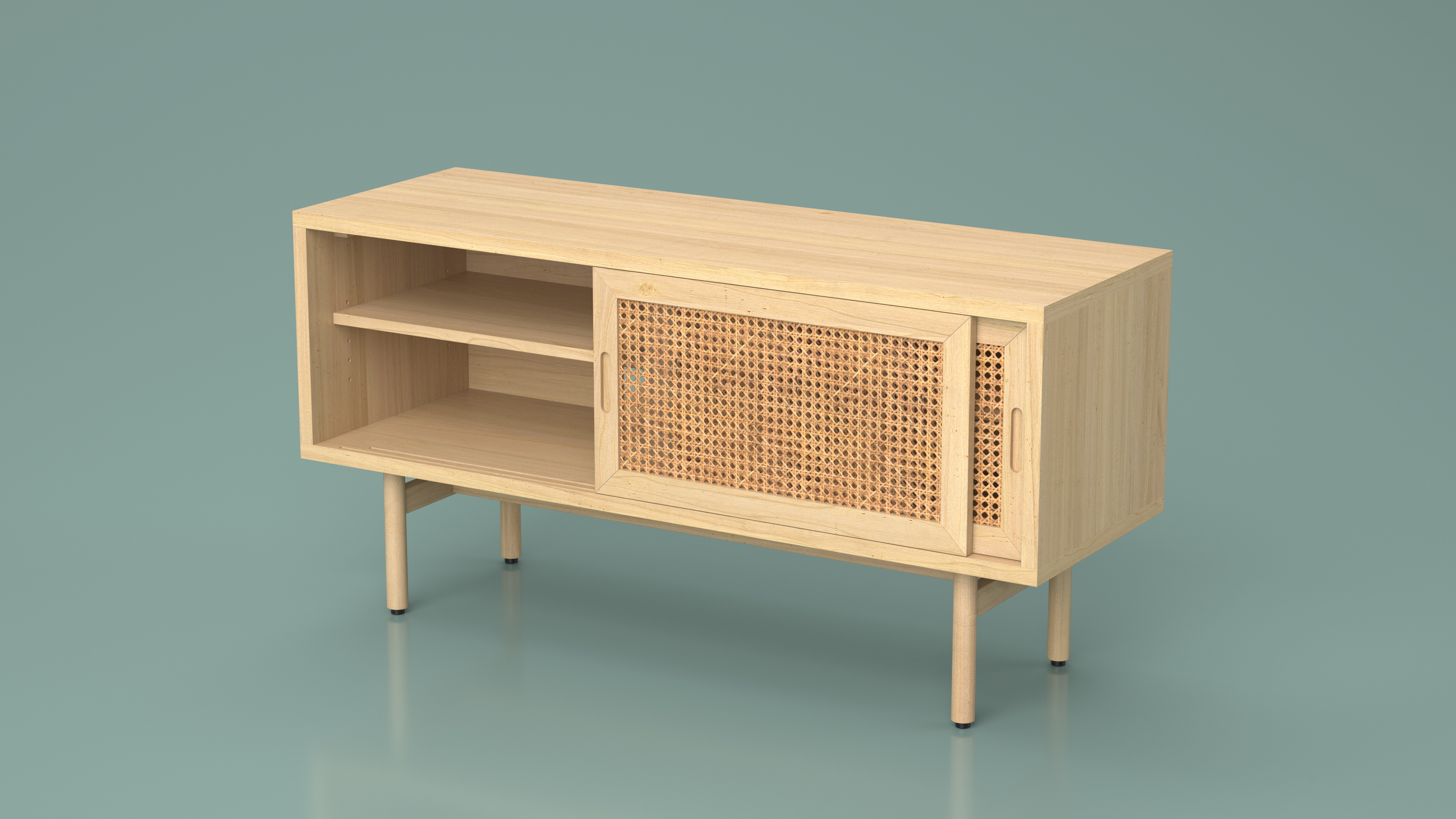 3D model Wooden Mid Century Modern Sideboard