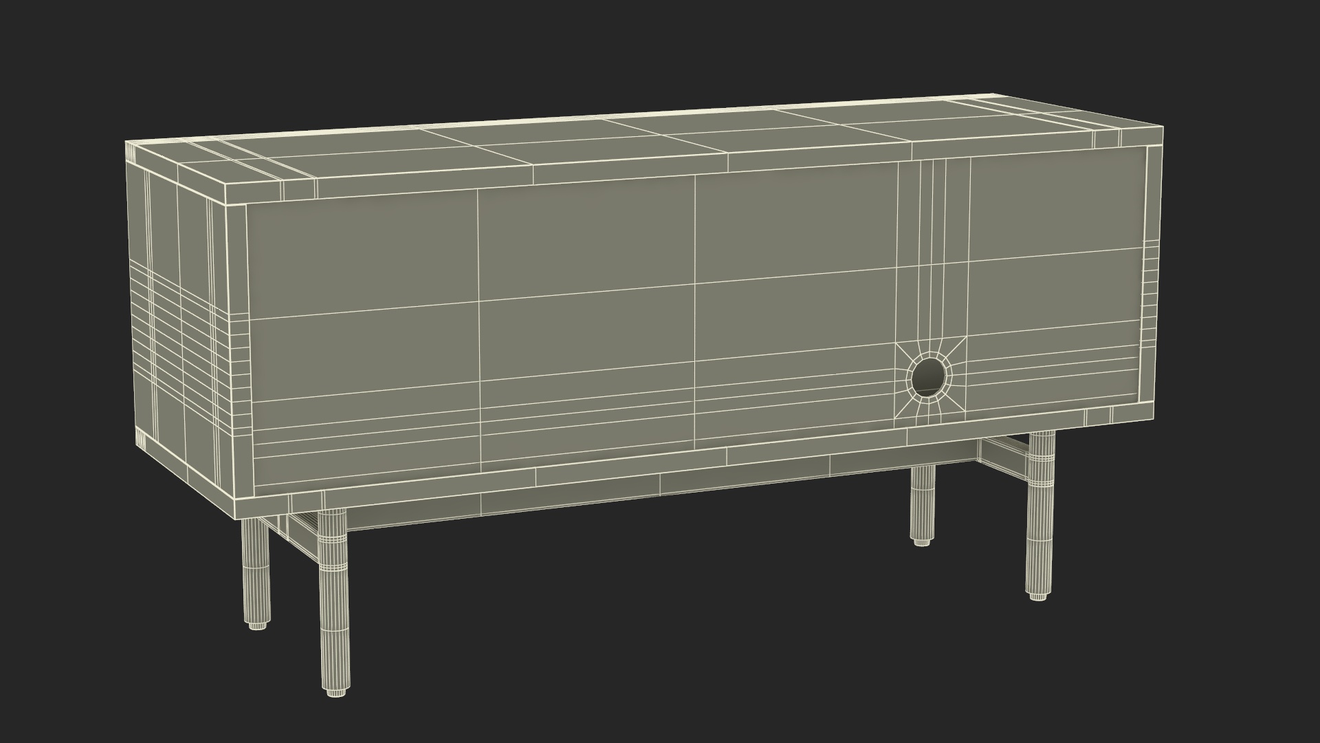 3D model Wooden Mid Century Modern Sideboard