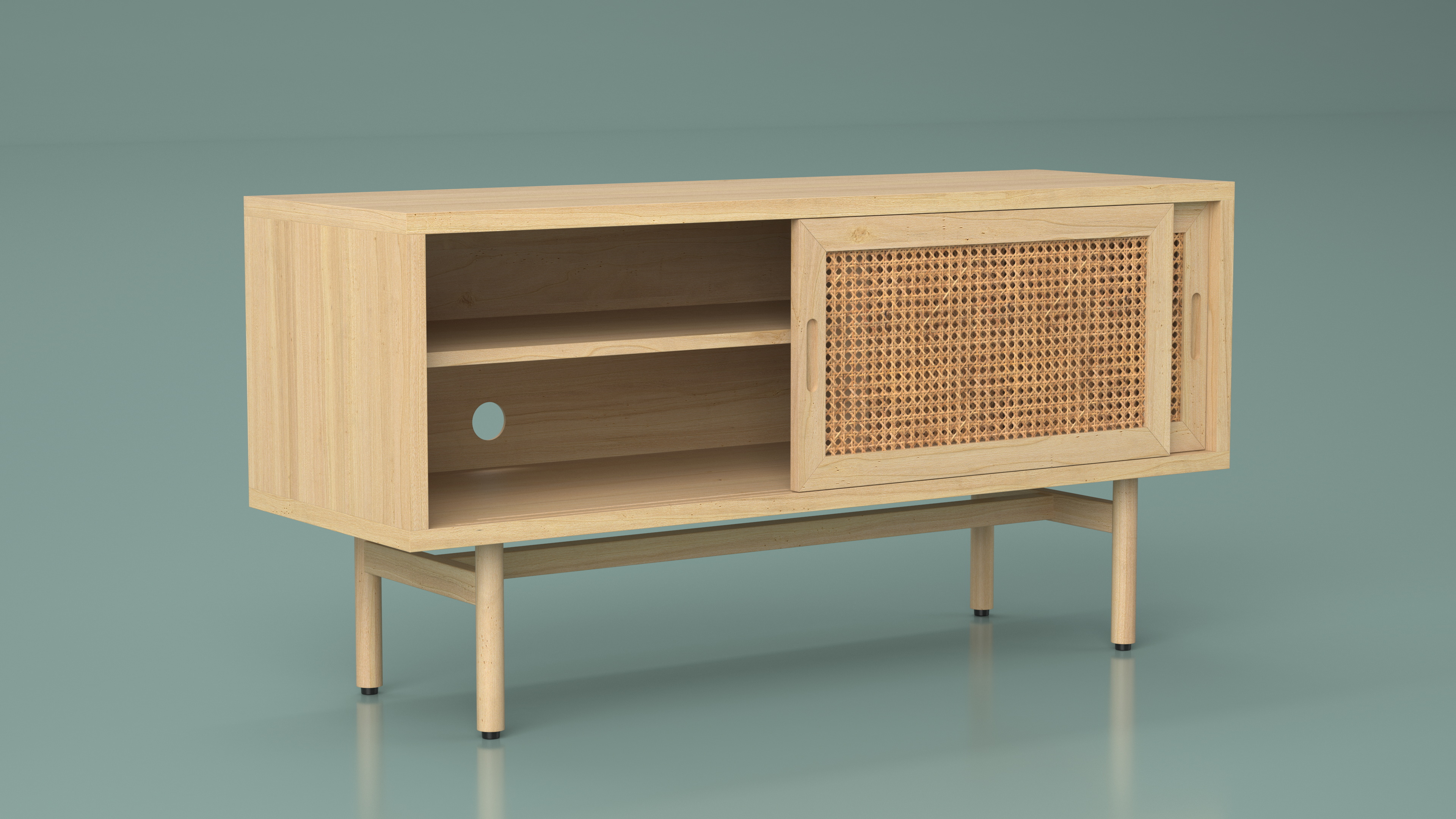 3D model Wooden Mid Century Modern Sideboard