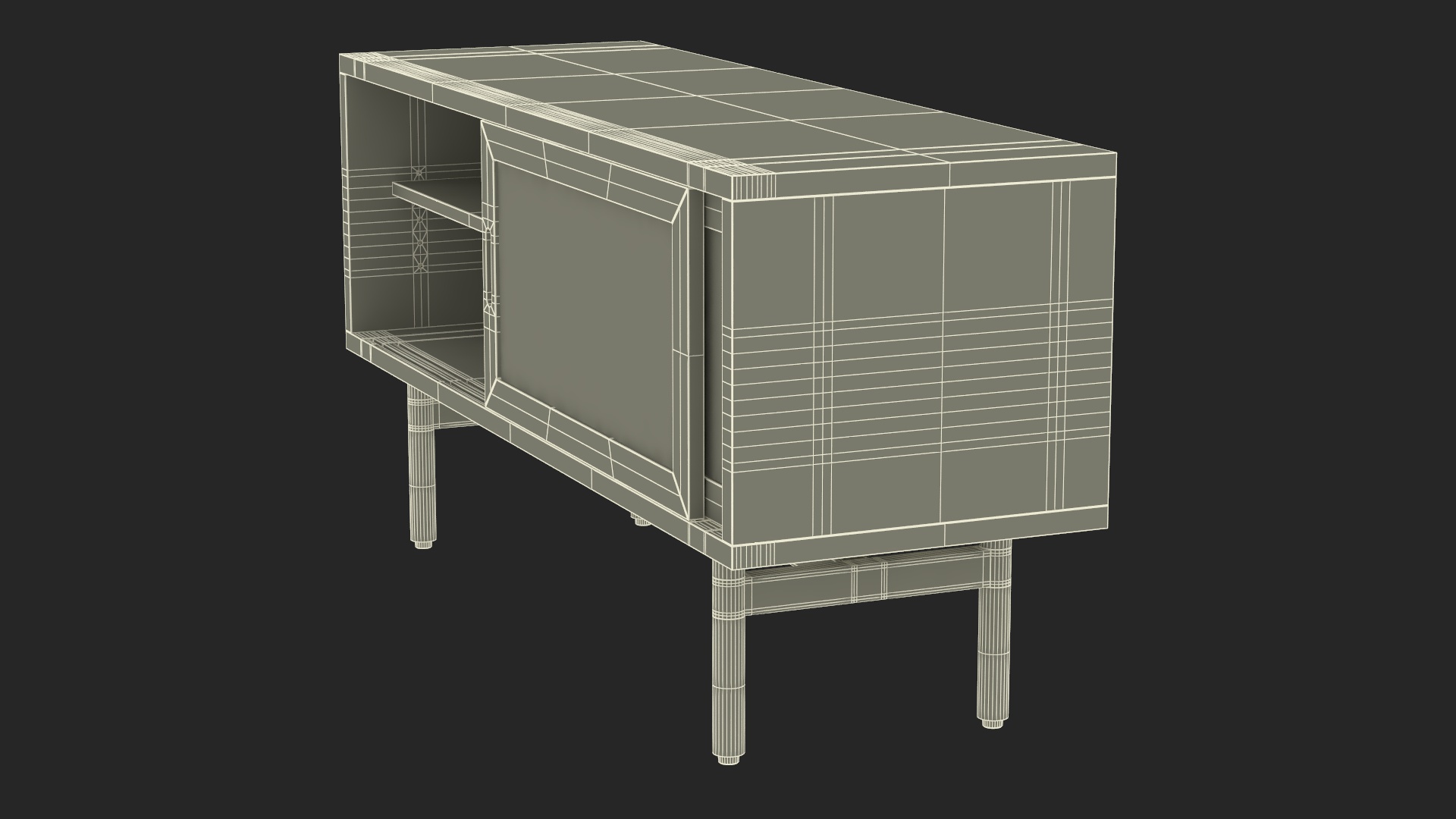 3D model Wooden Mid Century Modern Sideboard