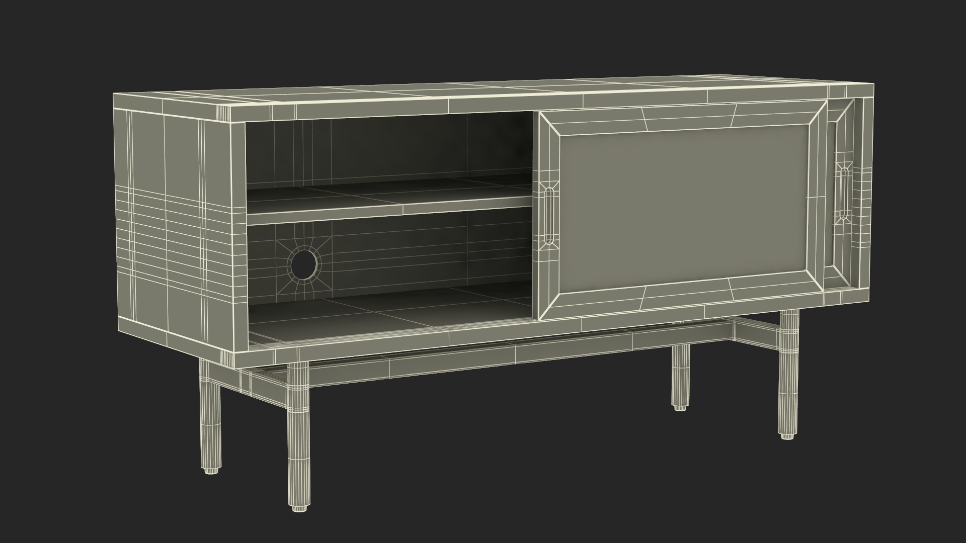 3D model Wooden Mid Century Modern Sideboard