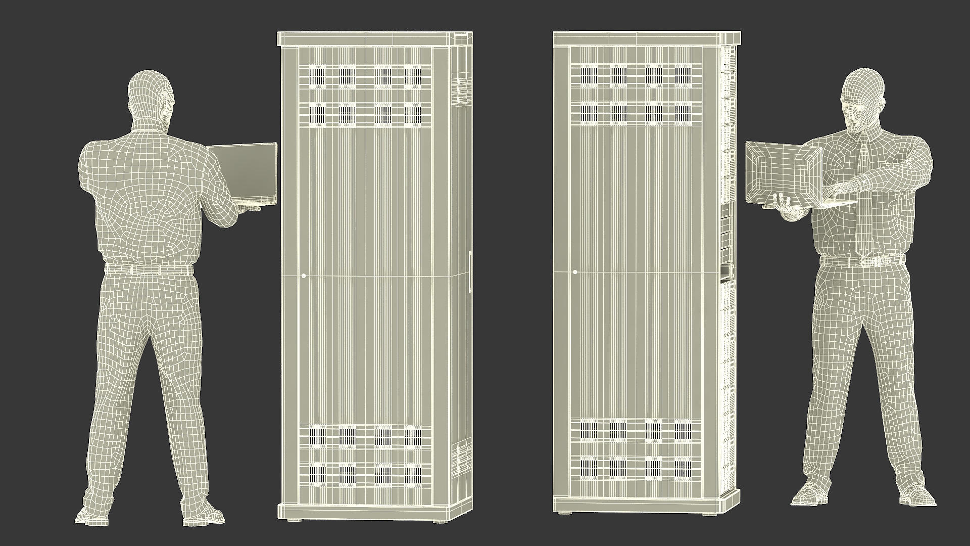 Server Rack with System Administrator 3D