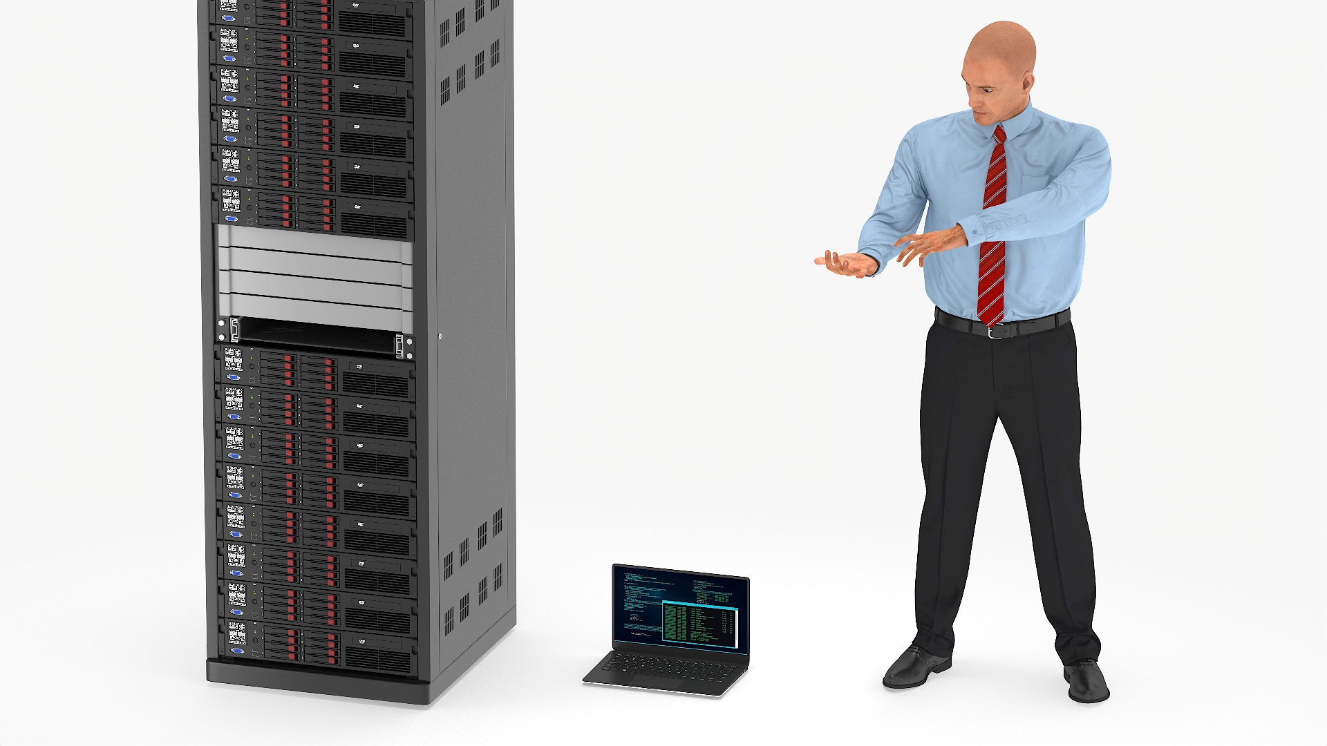 Server Rack with System Administrator 3D