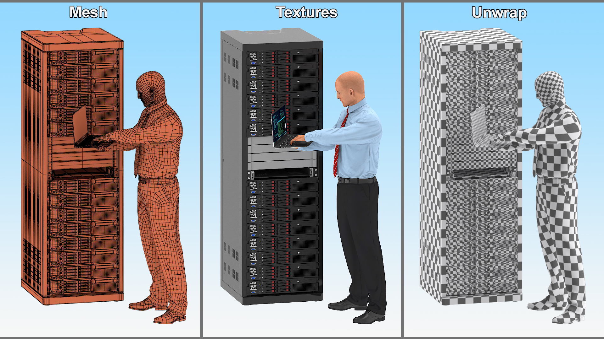 Server Rack with System Administrator 3D