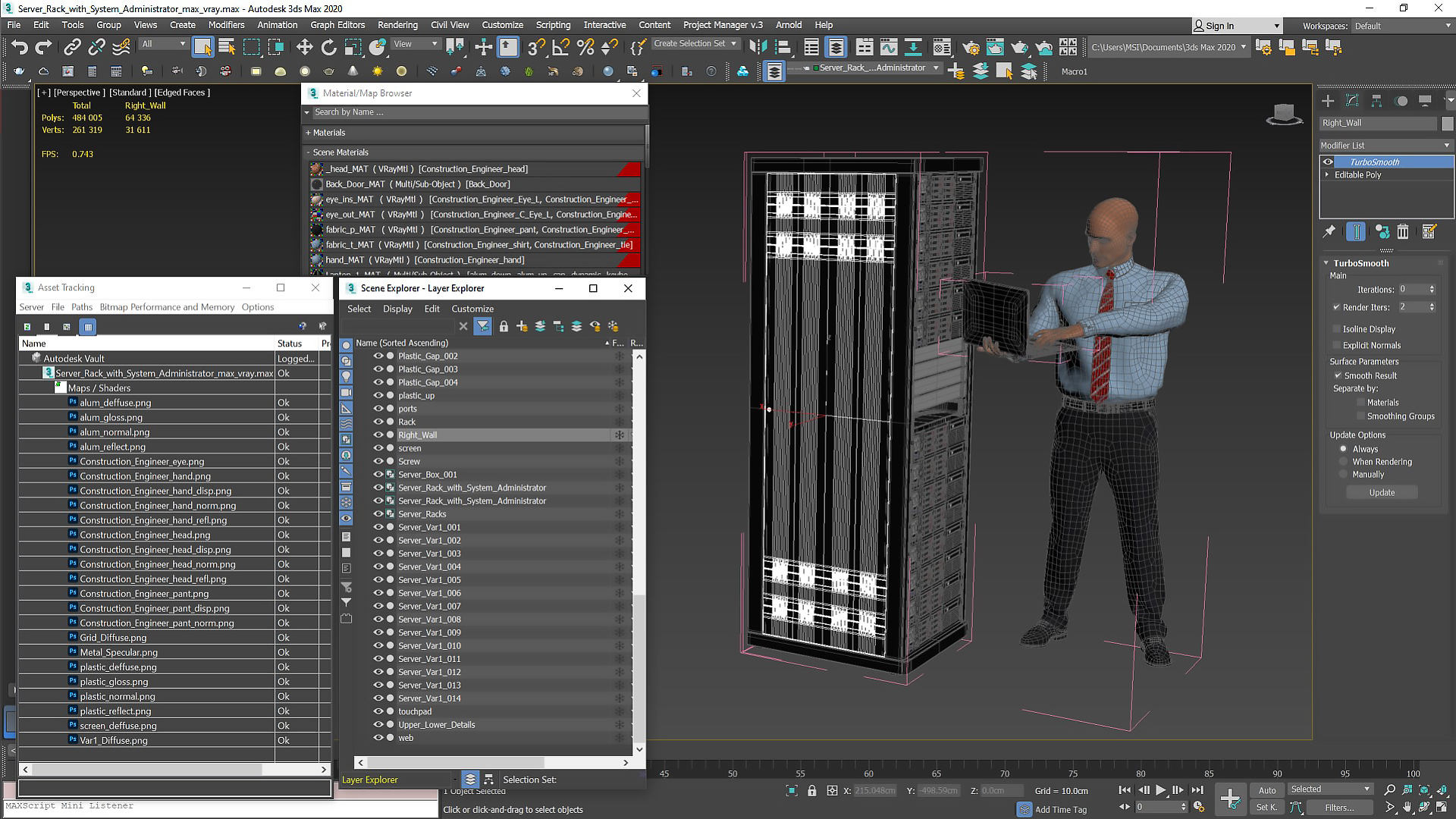 Server Rack with System Administrator 3D