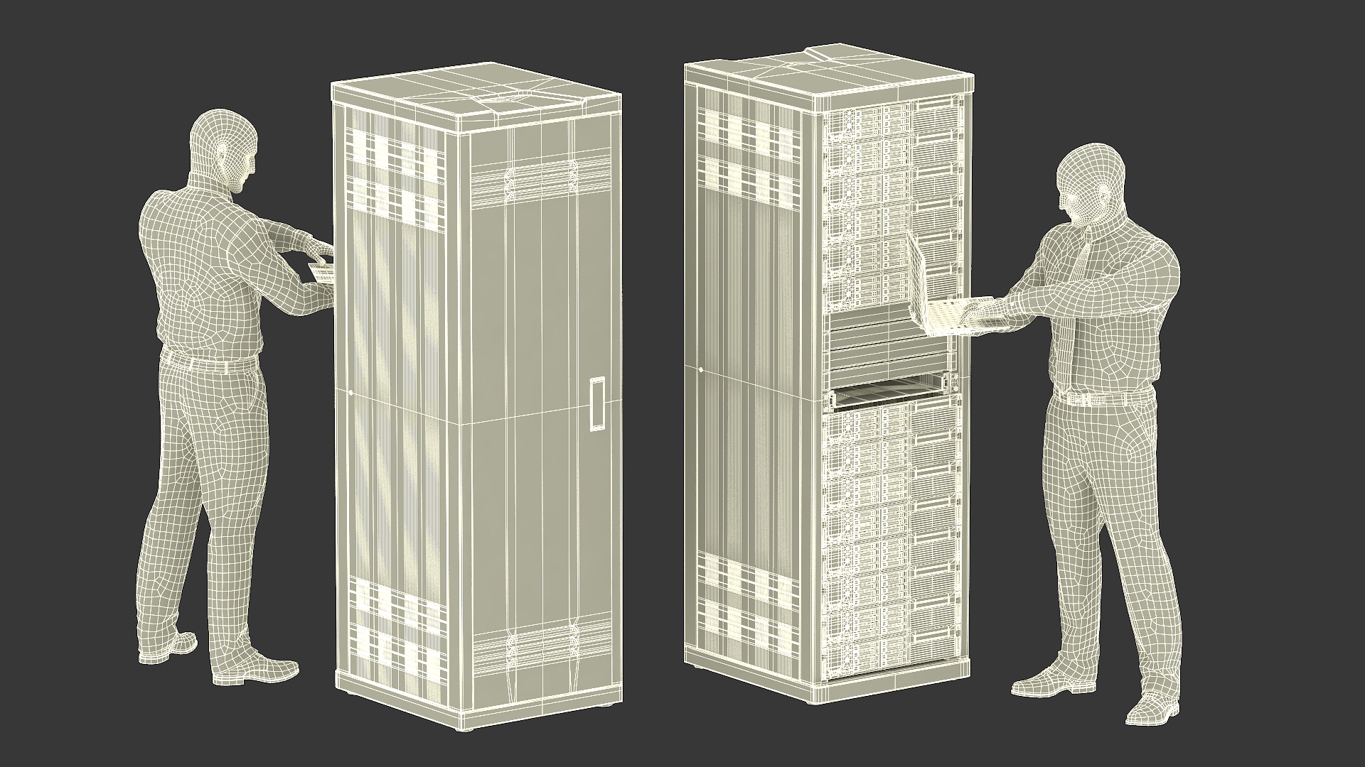 Server Rack with System Administrator 3D