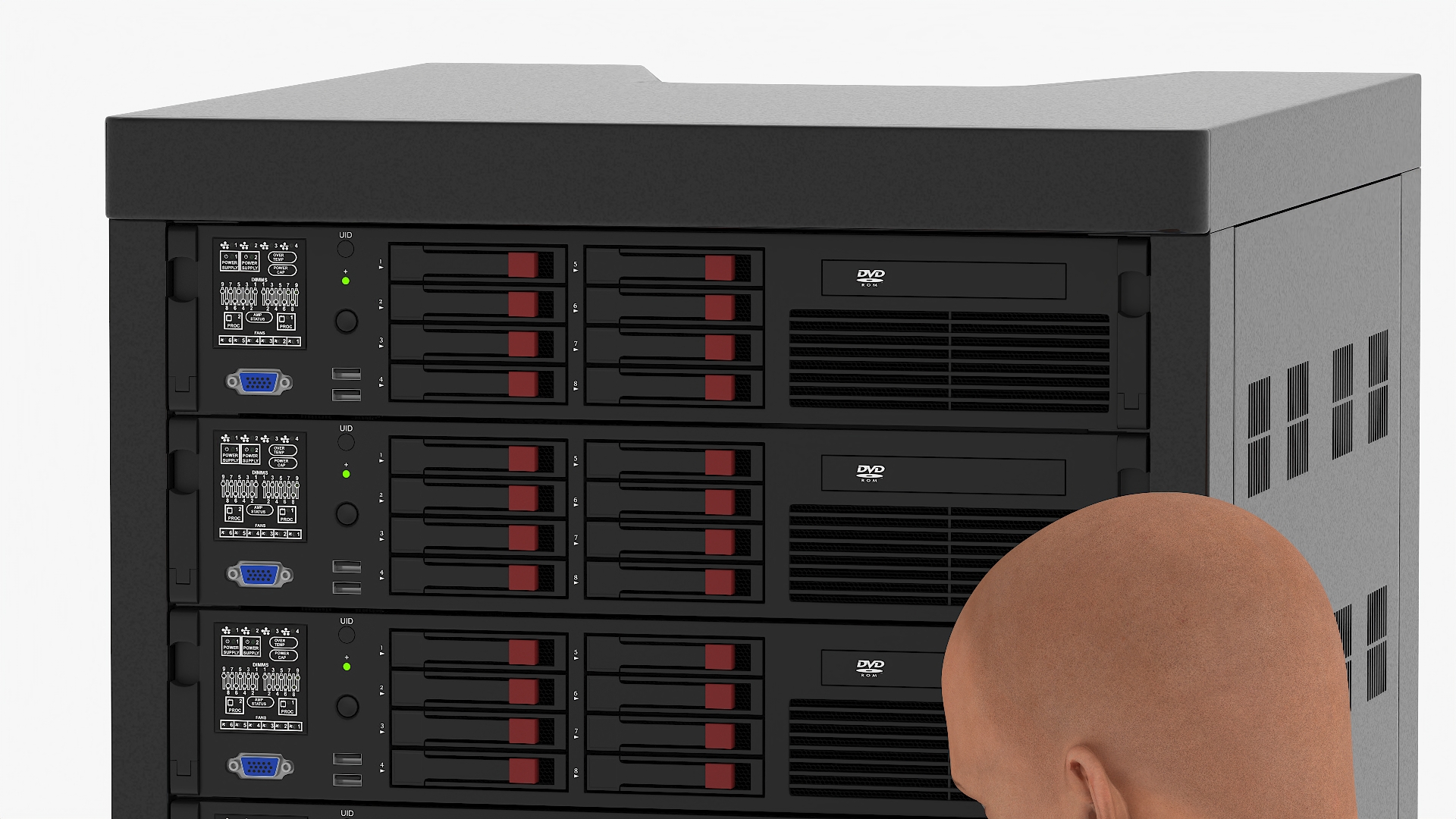 Server Rack with System Administrator 3D