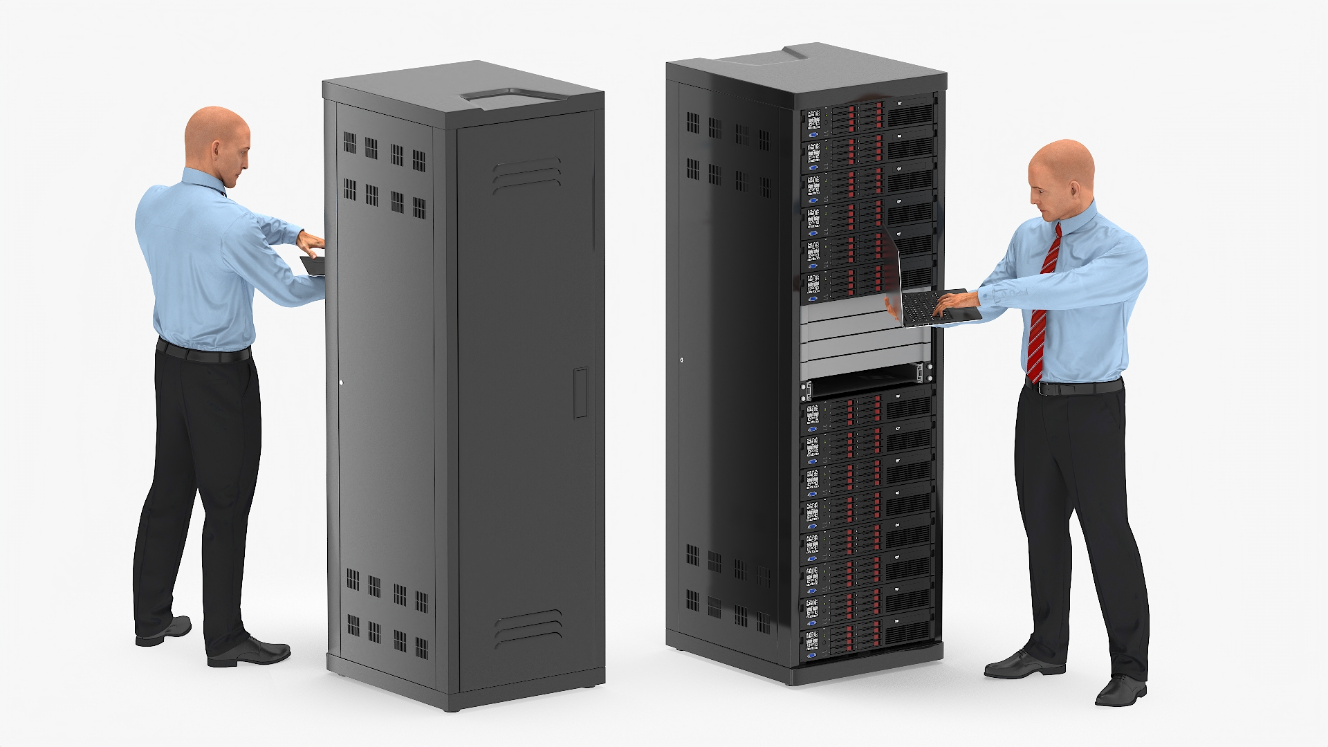 Server Rack with System Administrator 3D