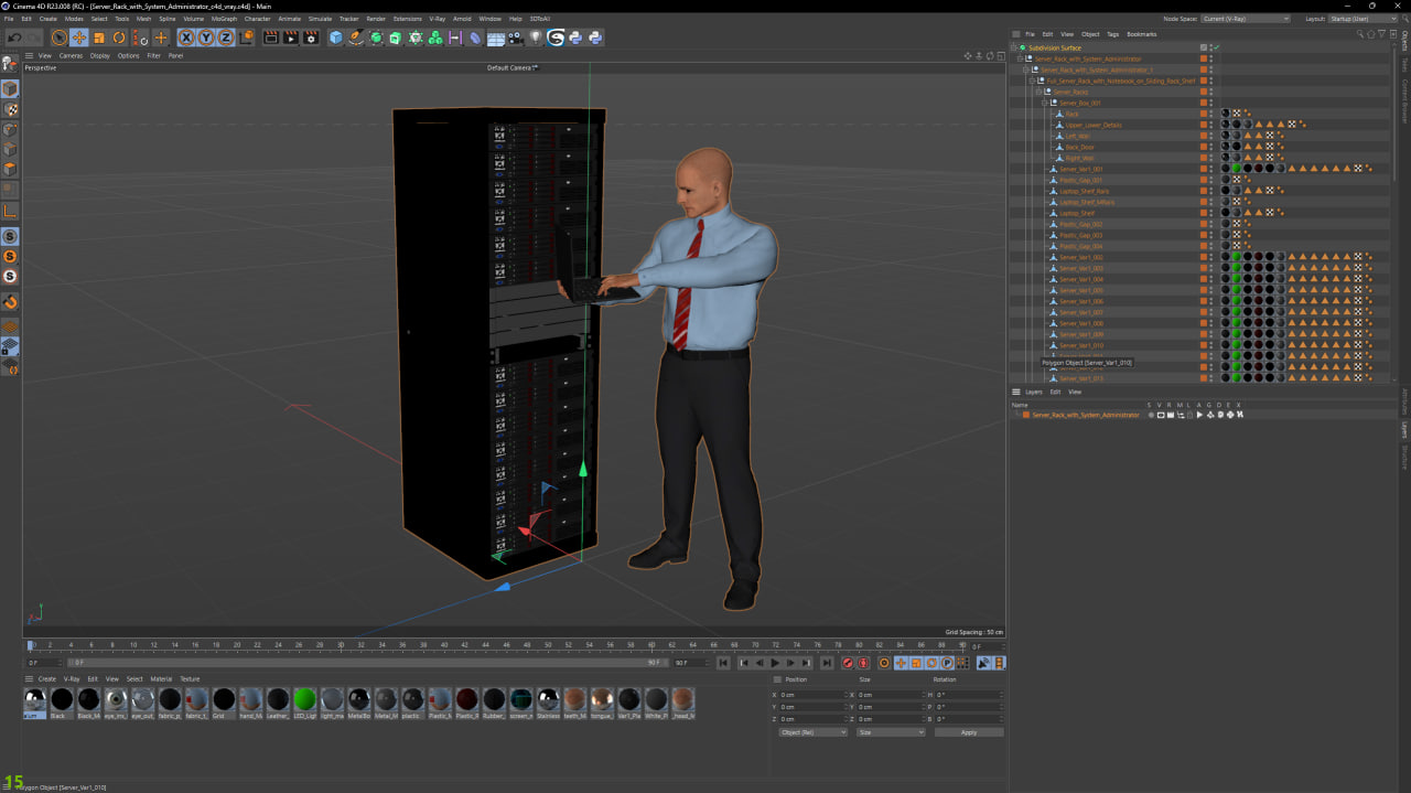 Server Rack with System Administrator 3D