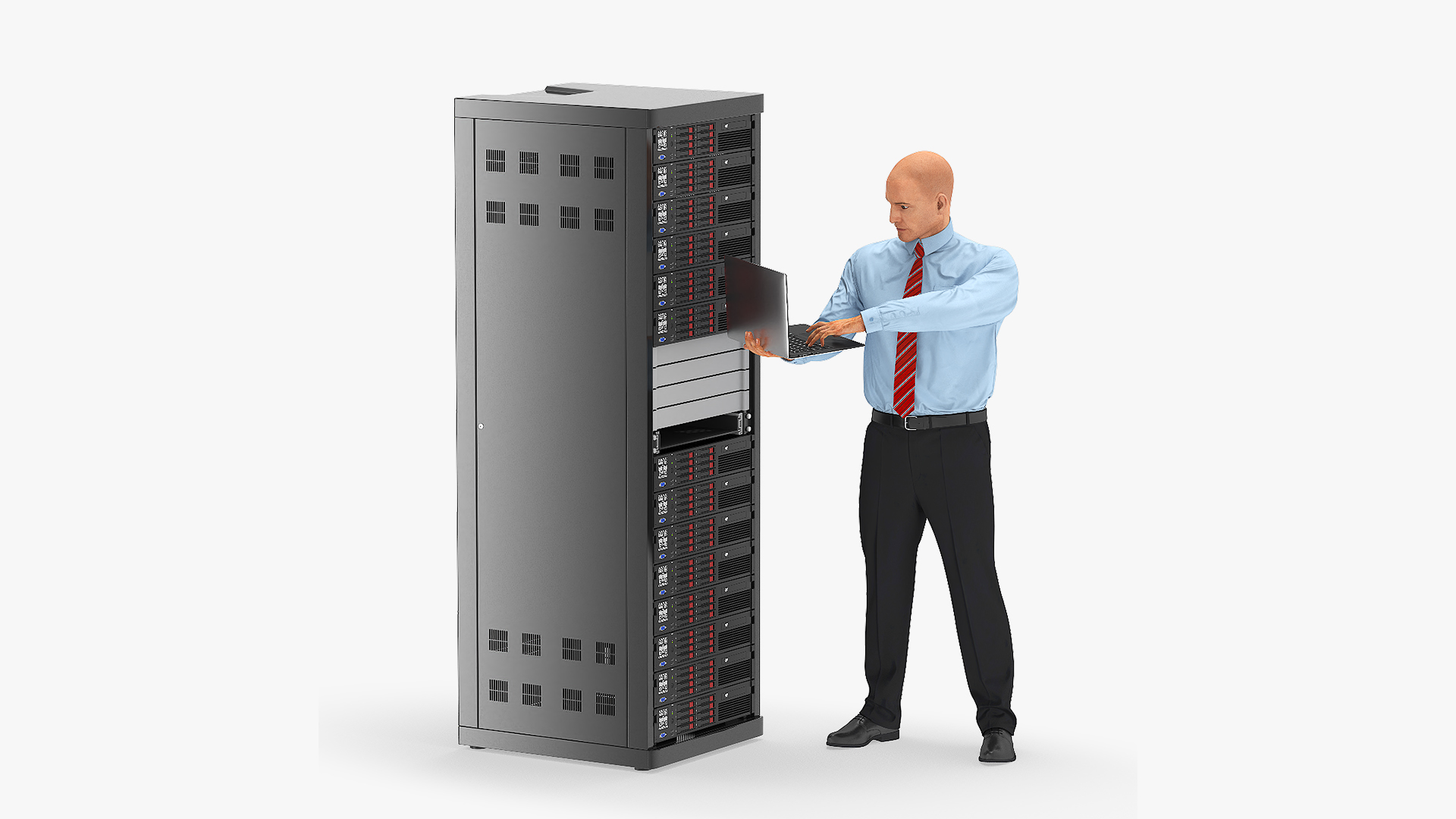 Server Rack with System Administrator 3D