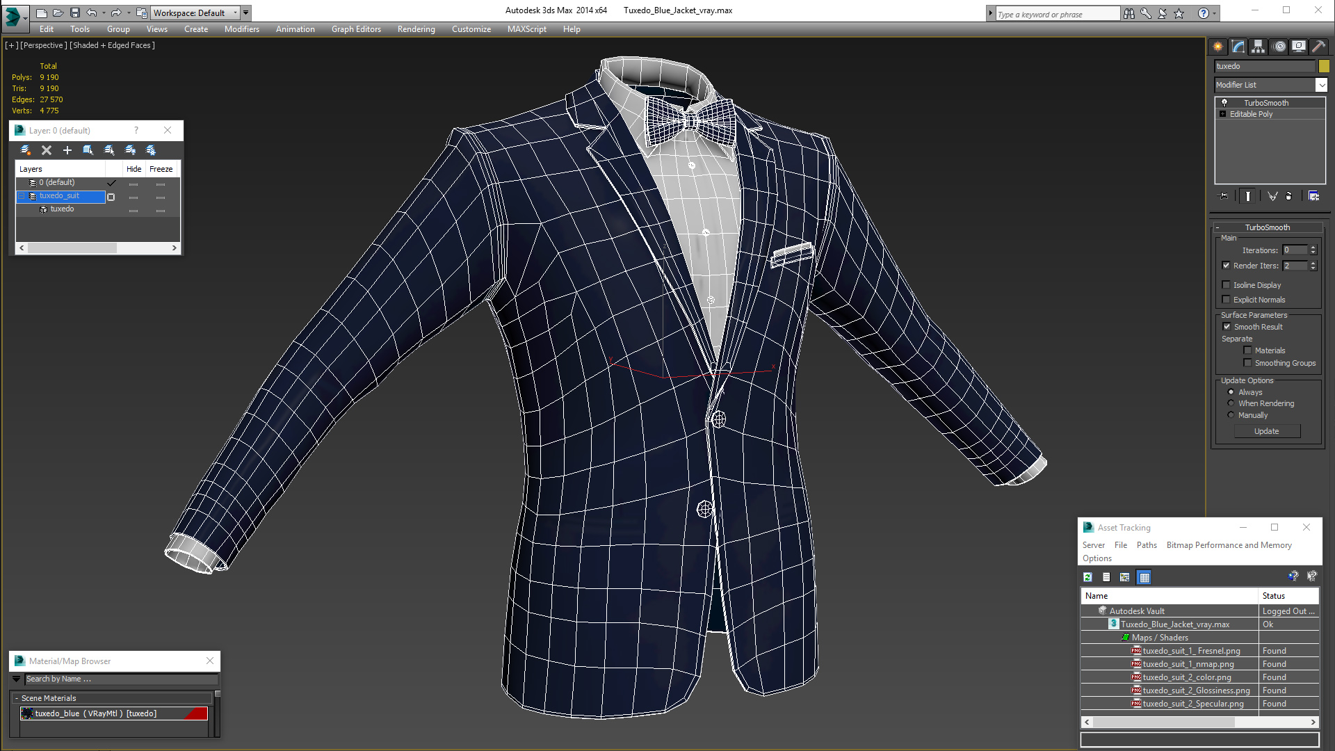 3D Tuxedo Blue Jacket model