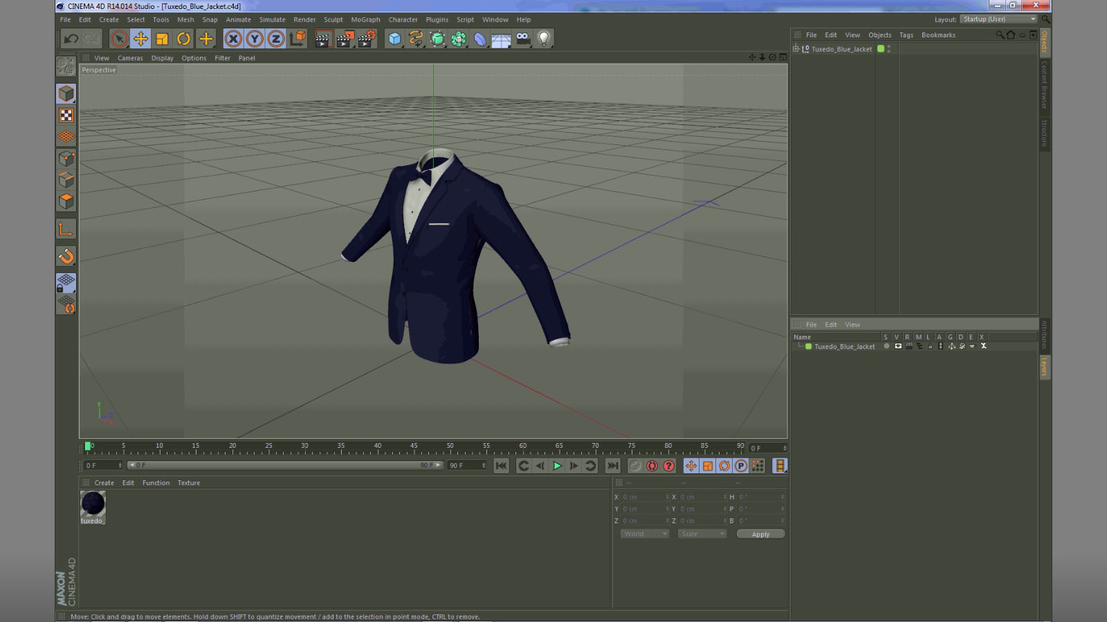 3D Tuxedo Blue Jacket model