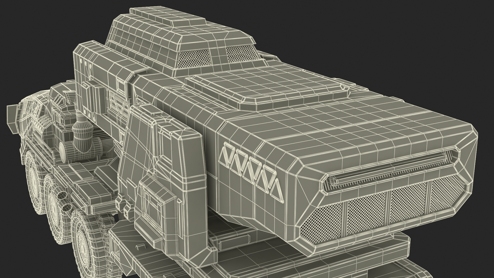 3D model Sci Fi Military Transport Vehicle Dirty Rigged for Cinema 4D