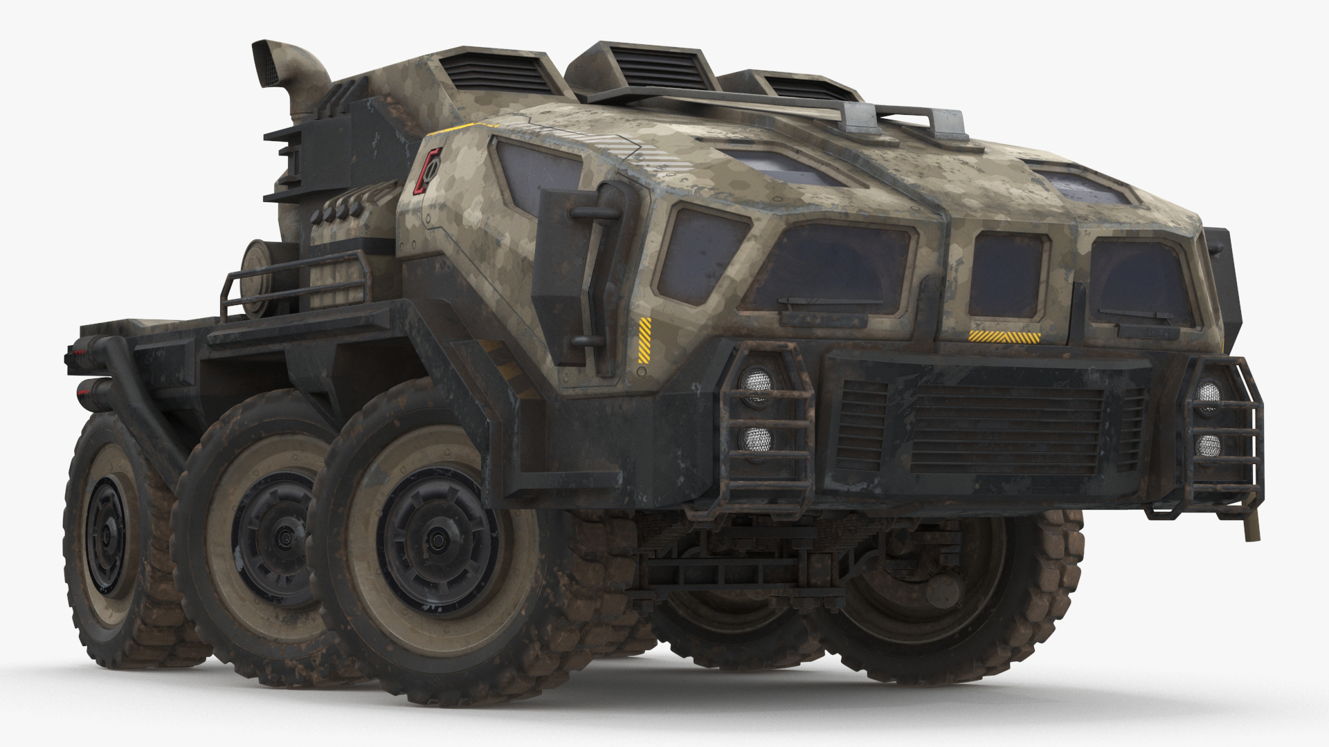 3D model Sci Fi Military Transport Vehicle Dirty Rigged for Maya