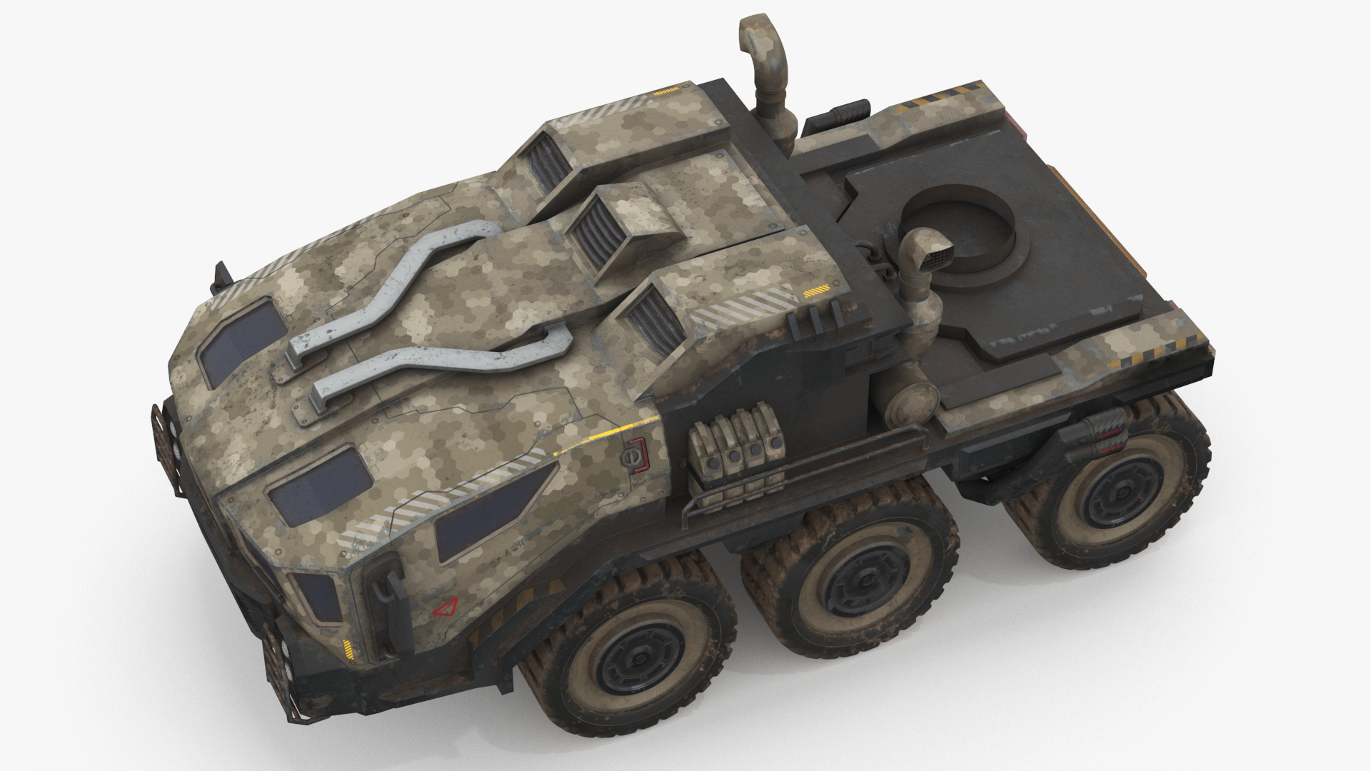 3D model Sci Fi Military Transport Vehicle Dirty Rigged for Maya