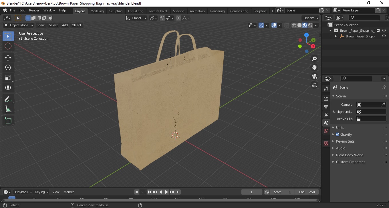 Brown Paper Shopping Bag 3D model