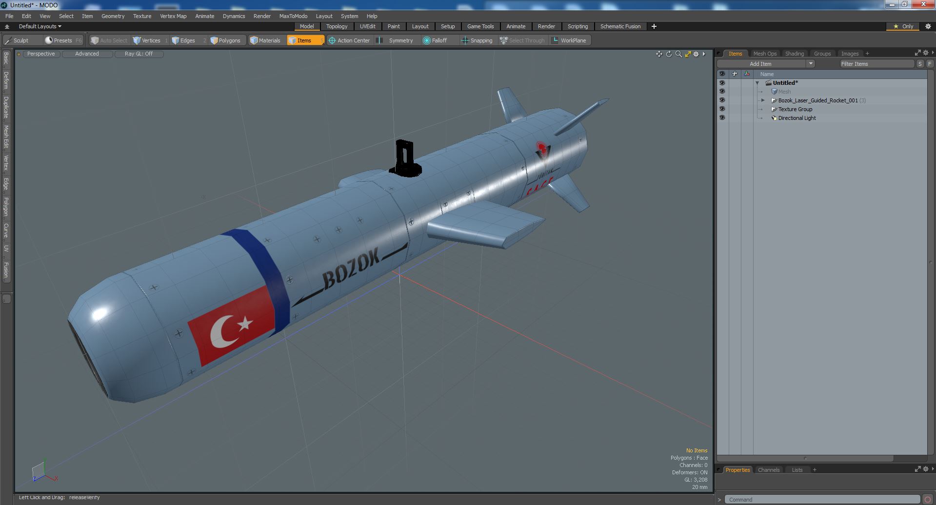 3D model Bozok Laser Guided Rocket