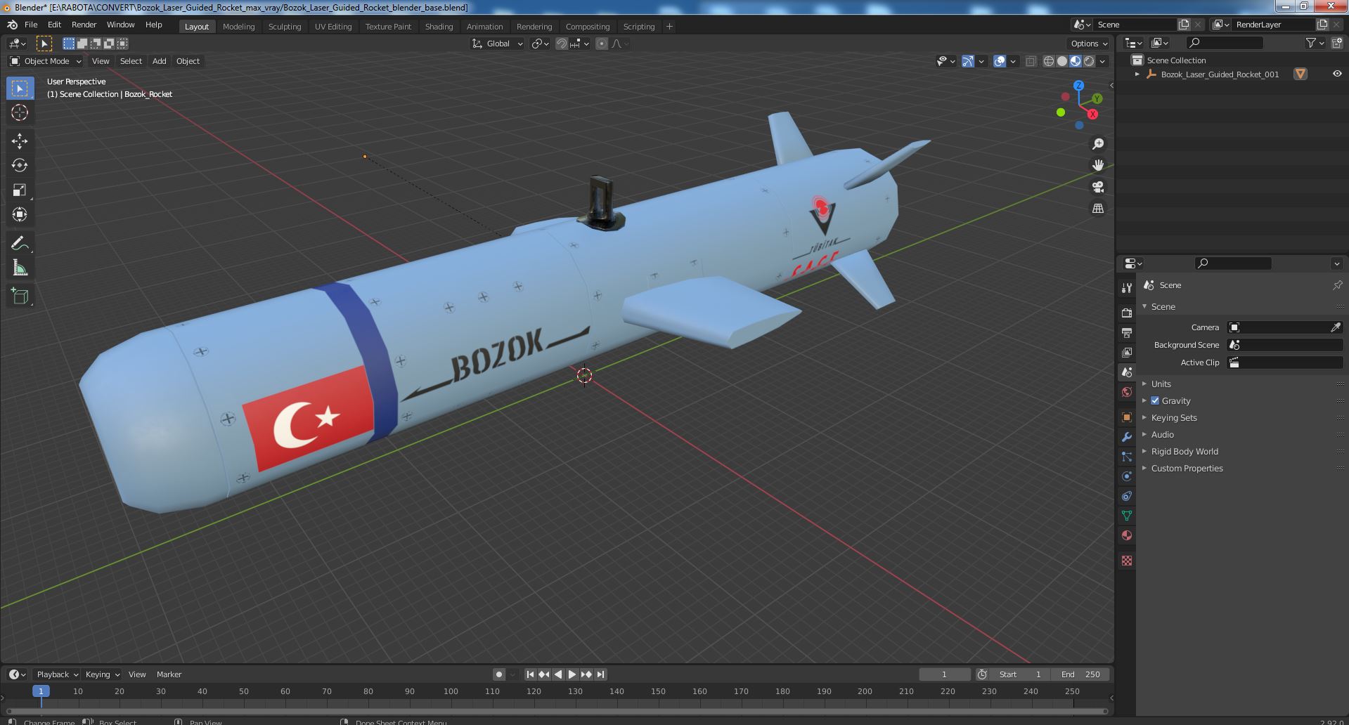 3D model Bozok Laser Guided Rocket