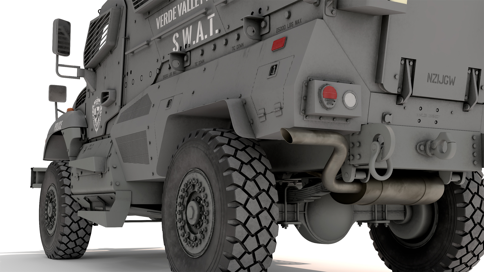 Police SWAT Armored Vehicle Grey Rigged 3D model