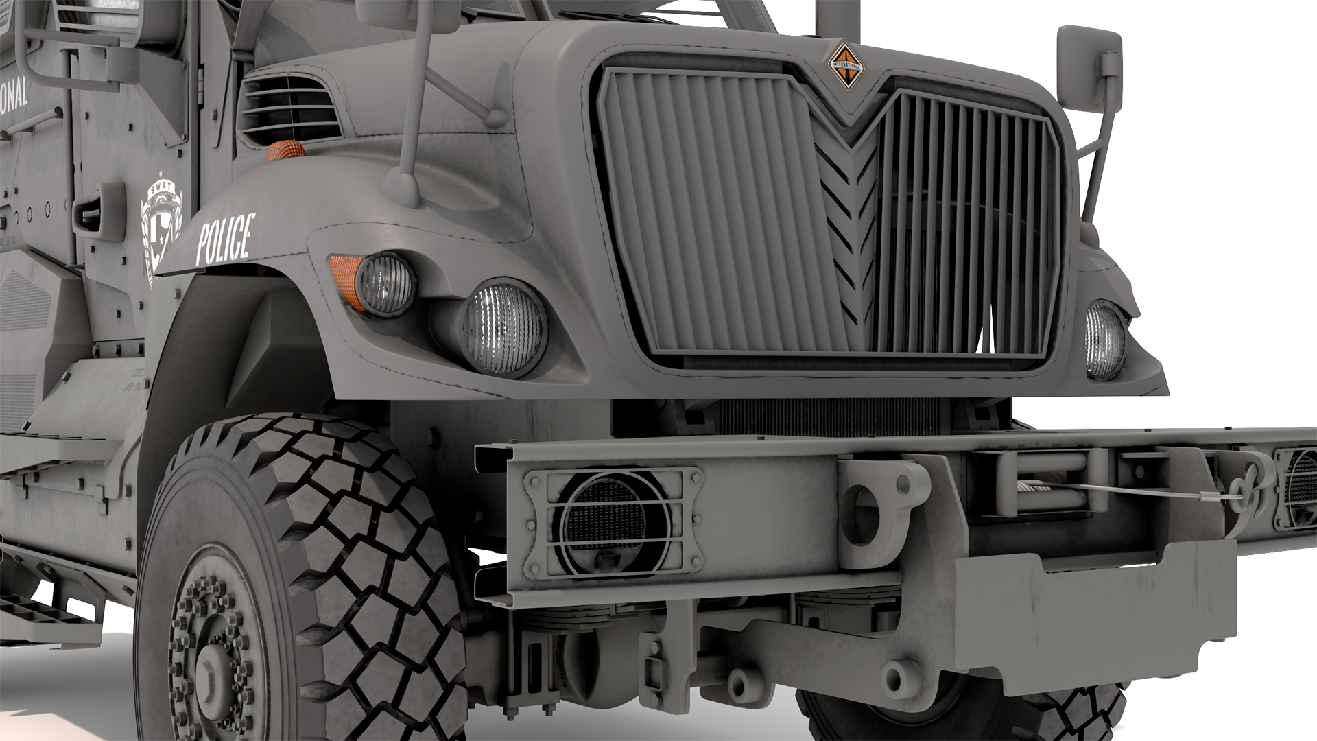 3D Police SWAT Armored Vehicle Grey Rigged for Maya model