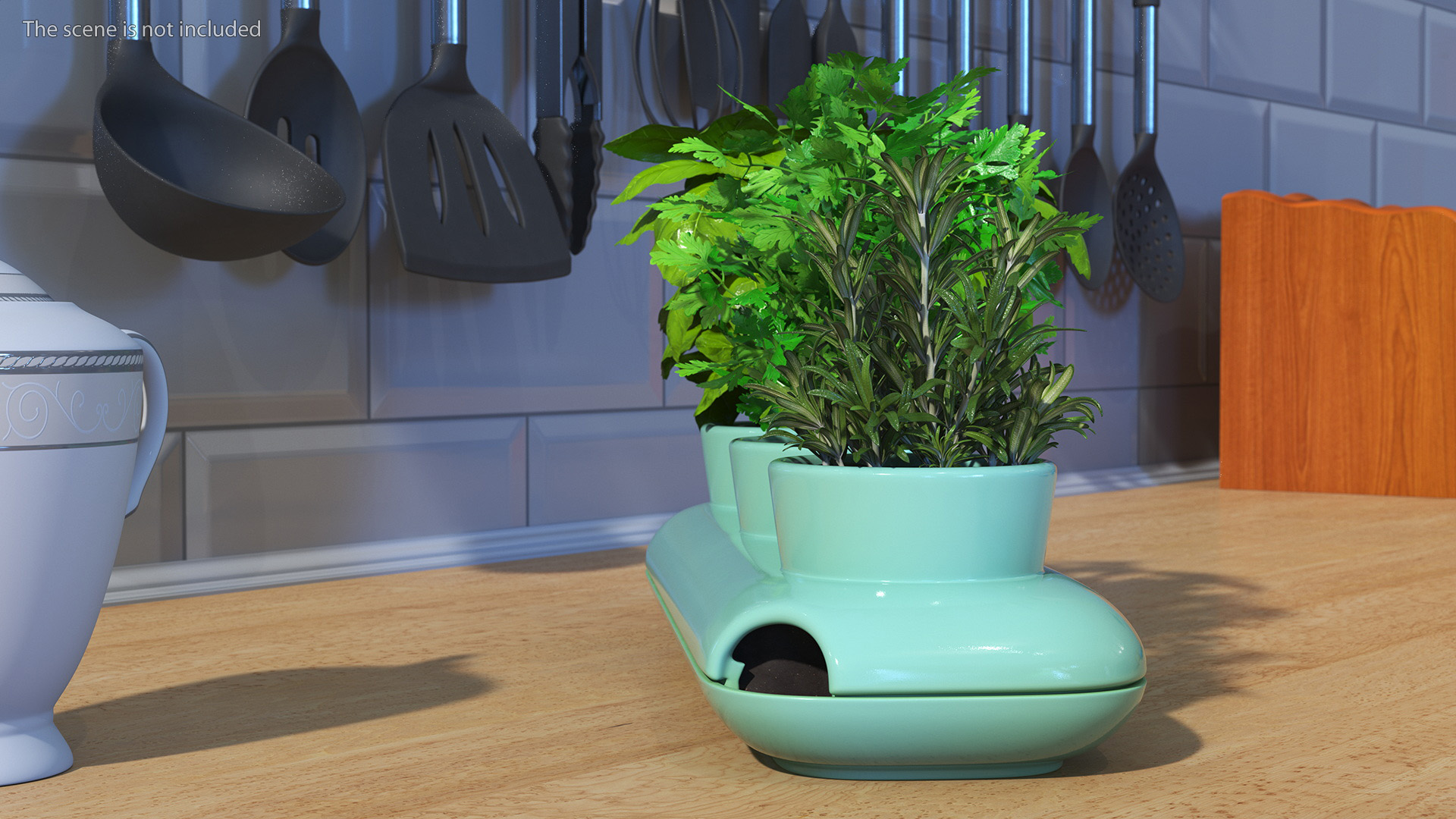 Herbs in Trio Stoneware Pot Sagaform Green 3D