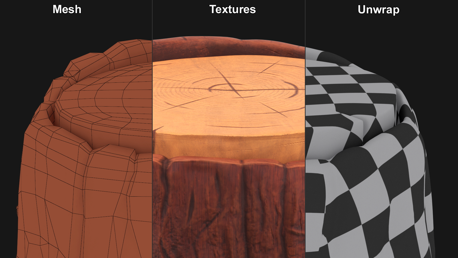 3D Cartoon Tree Stump model