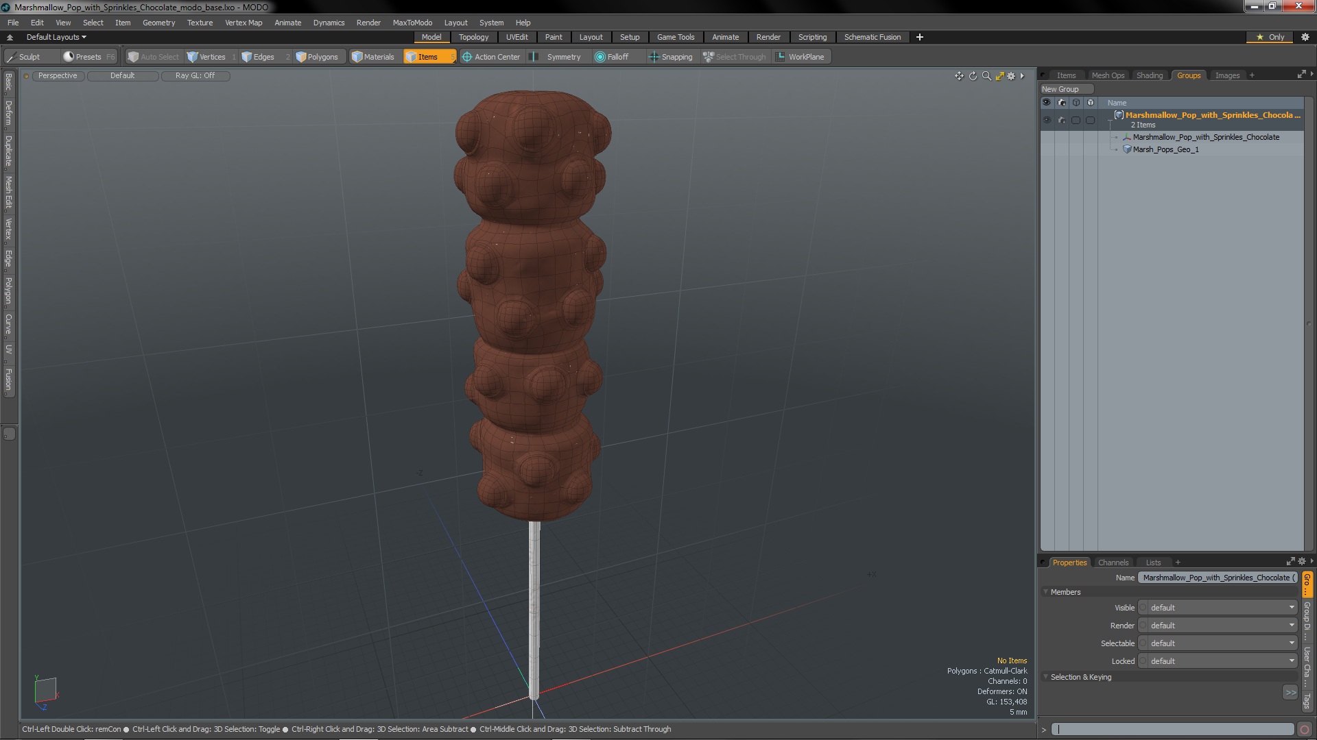 3D model Marshmallow Pop with Sprinkles Chocolate