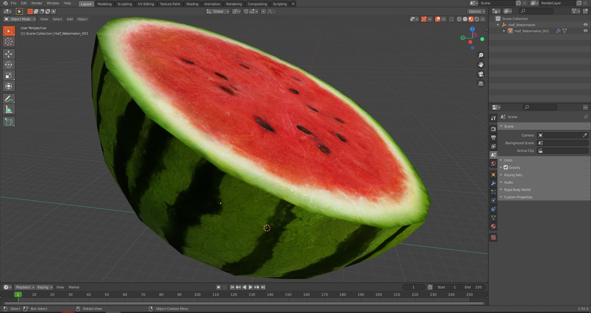 3D model Half Watermelon