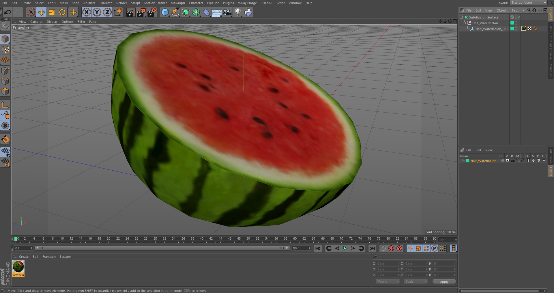 3D model Half Watermelon