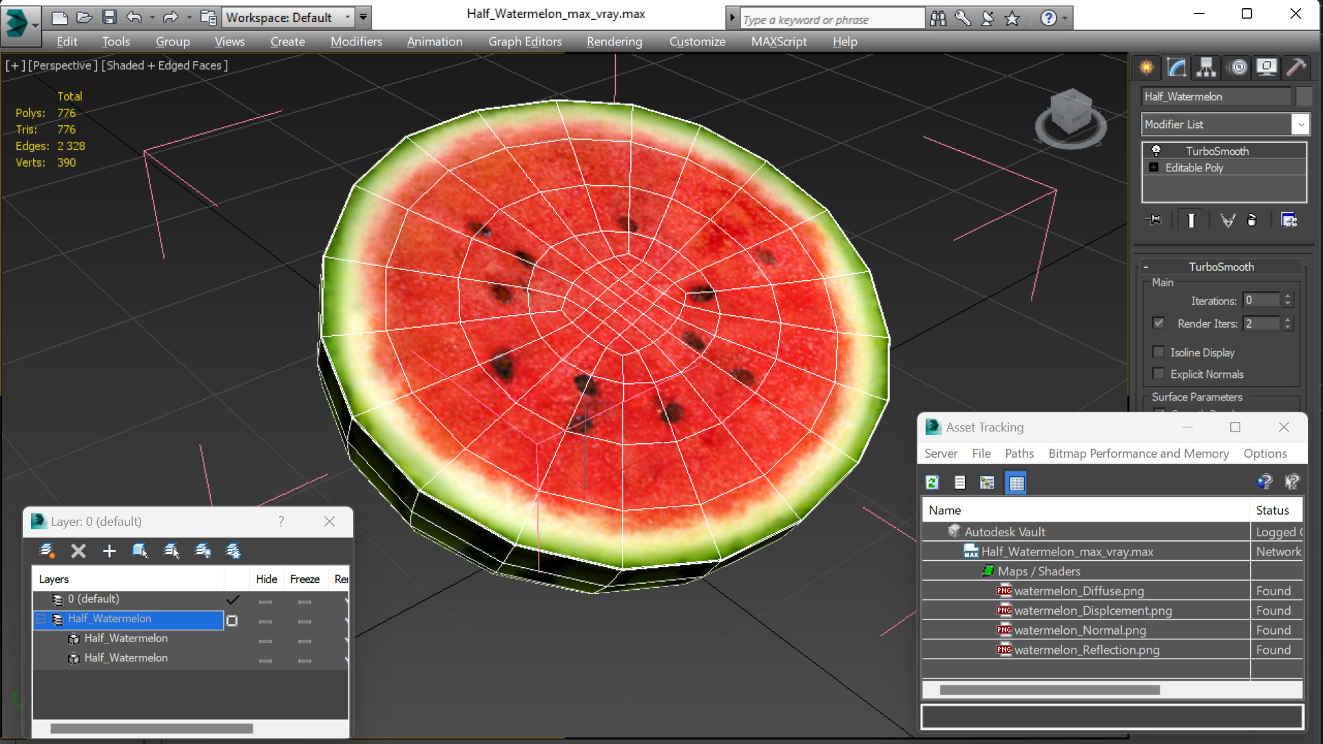 3D model Half Watermelon