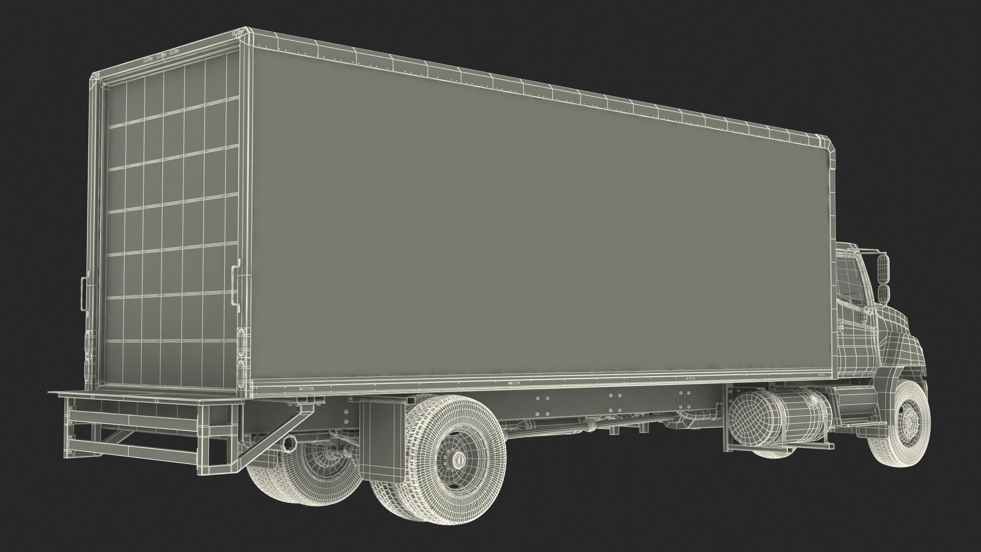 Large Cargo Box Truck Simple Interior 3D