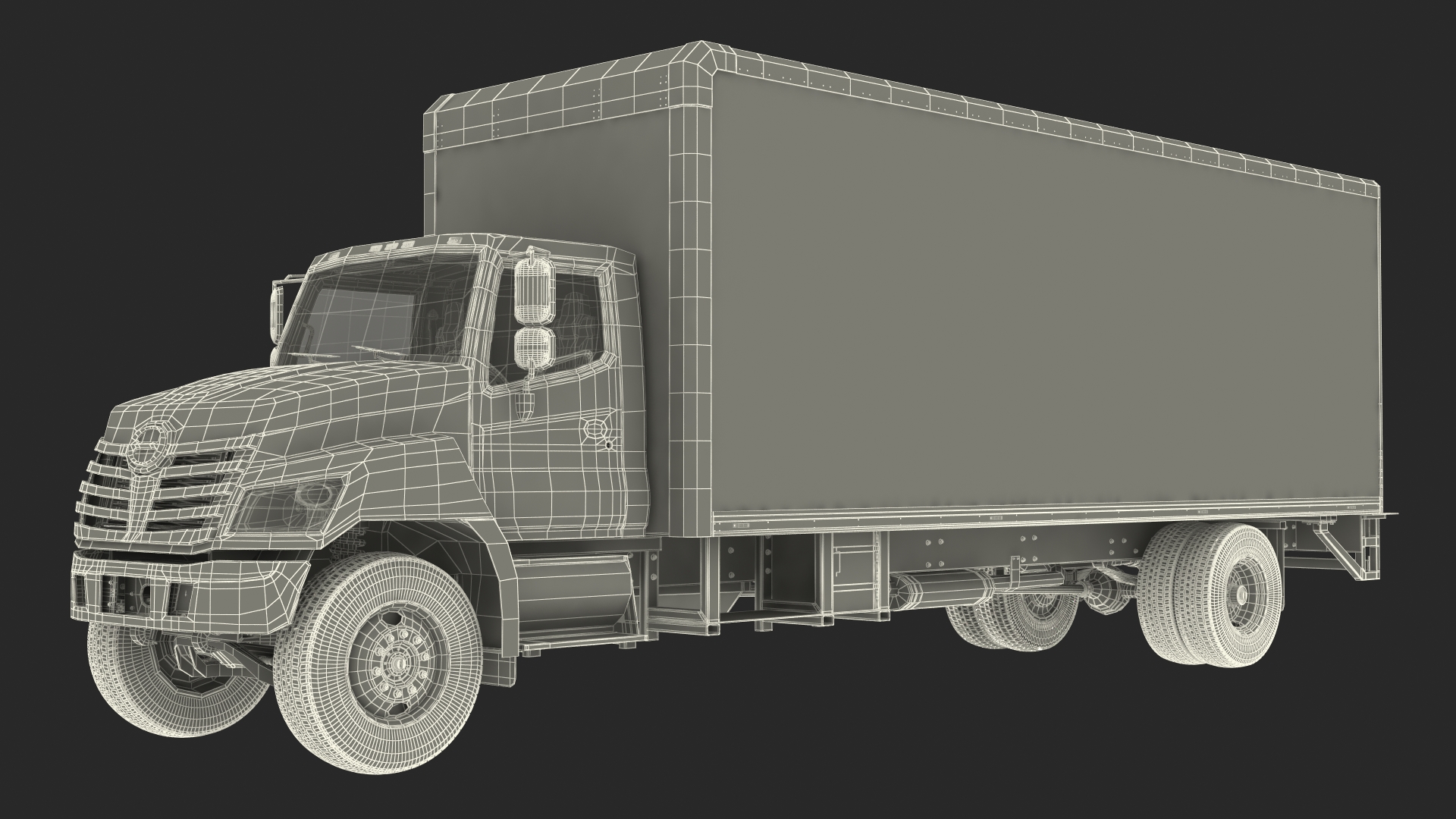 Large Cargo Box Truck Simple Interior 3D