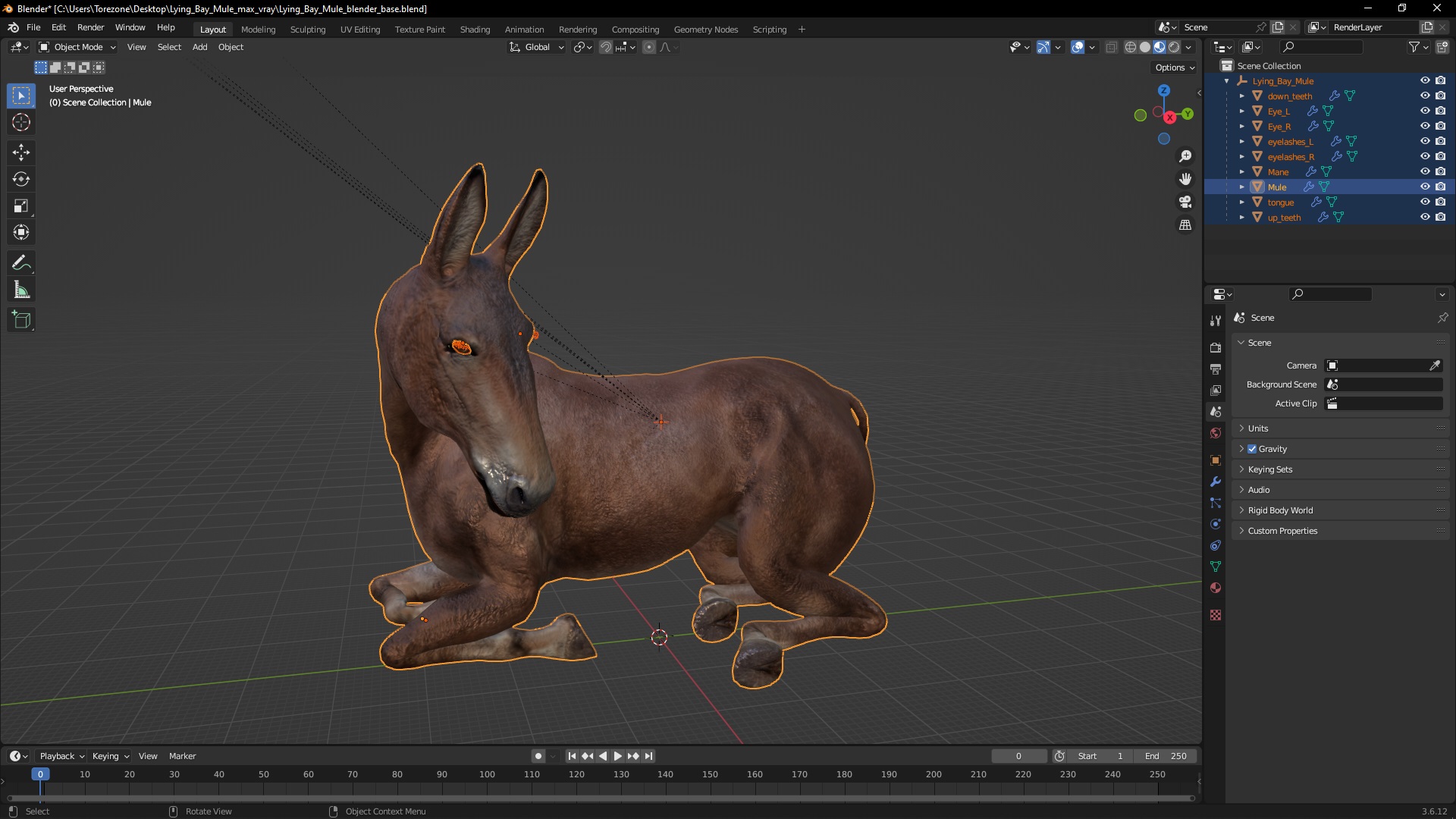 Lying Bay Mule 3D model