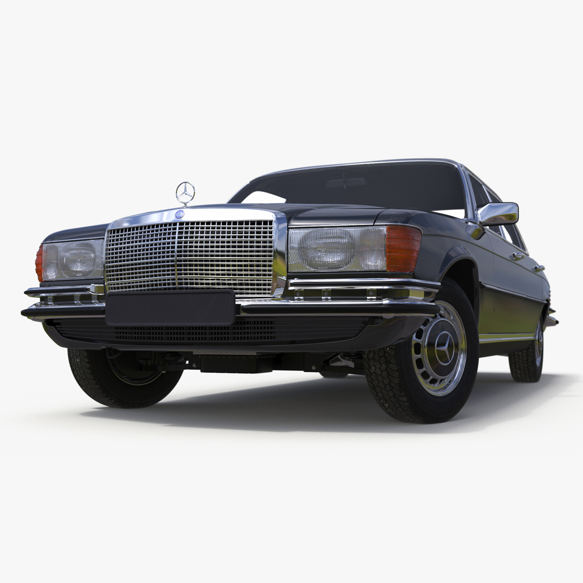 Mercedes Benz 350 SE Classic Sedan Black Rigged 3D