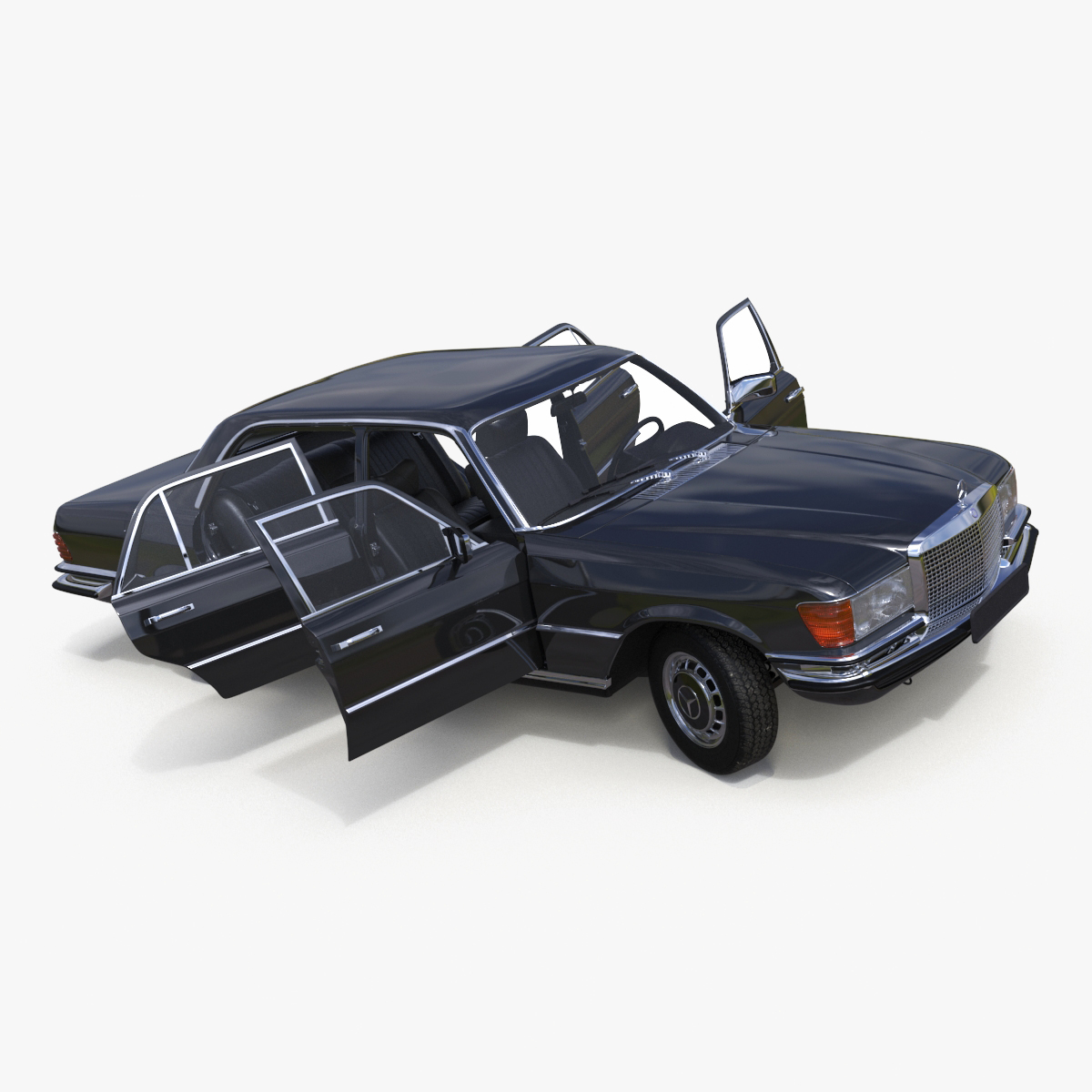 Mercedes Benz 350 SE Classic Sedan Black Rigged 3D