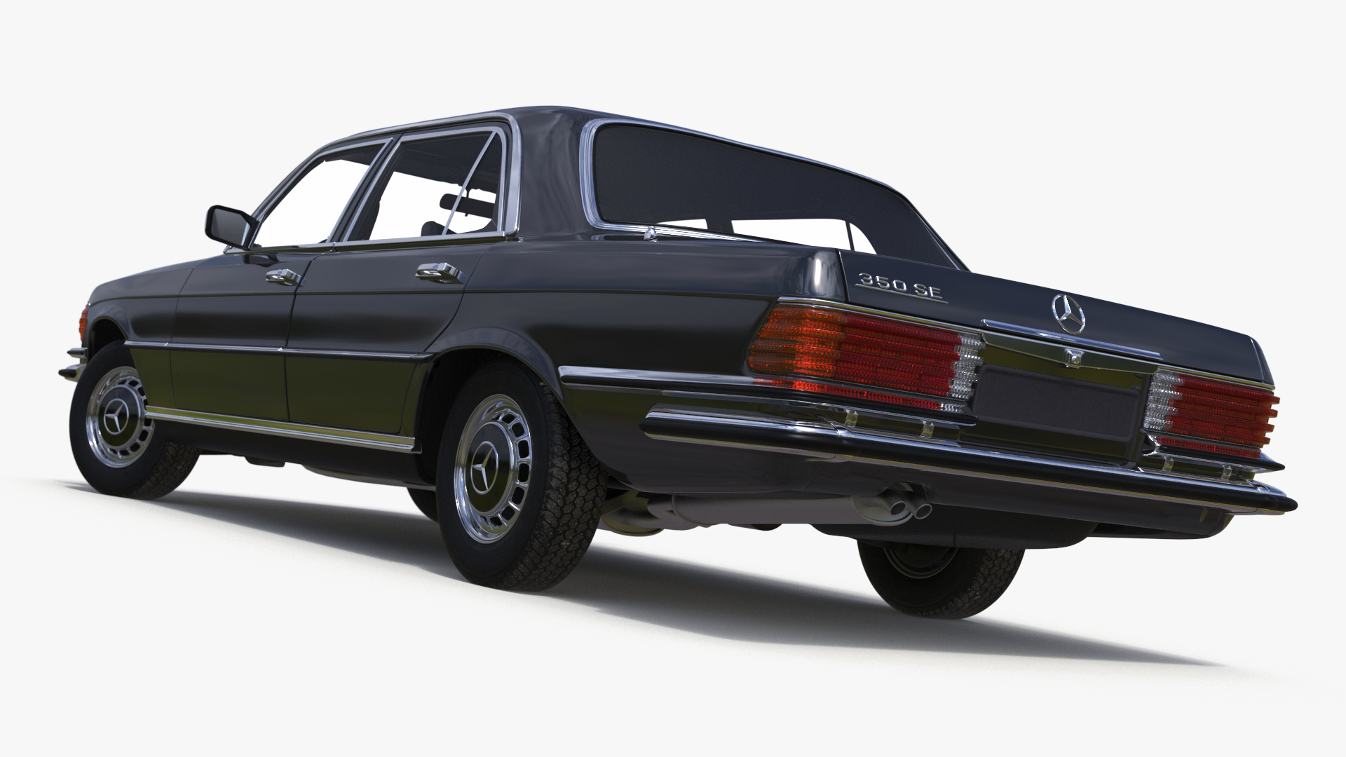 Mercedes Benz 350 SE Classic Sedan Black Rigged 3D