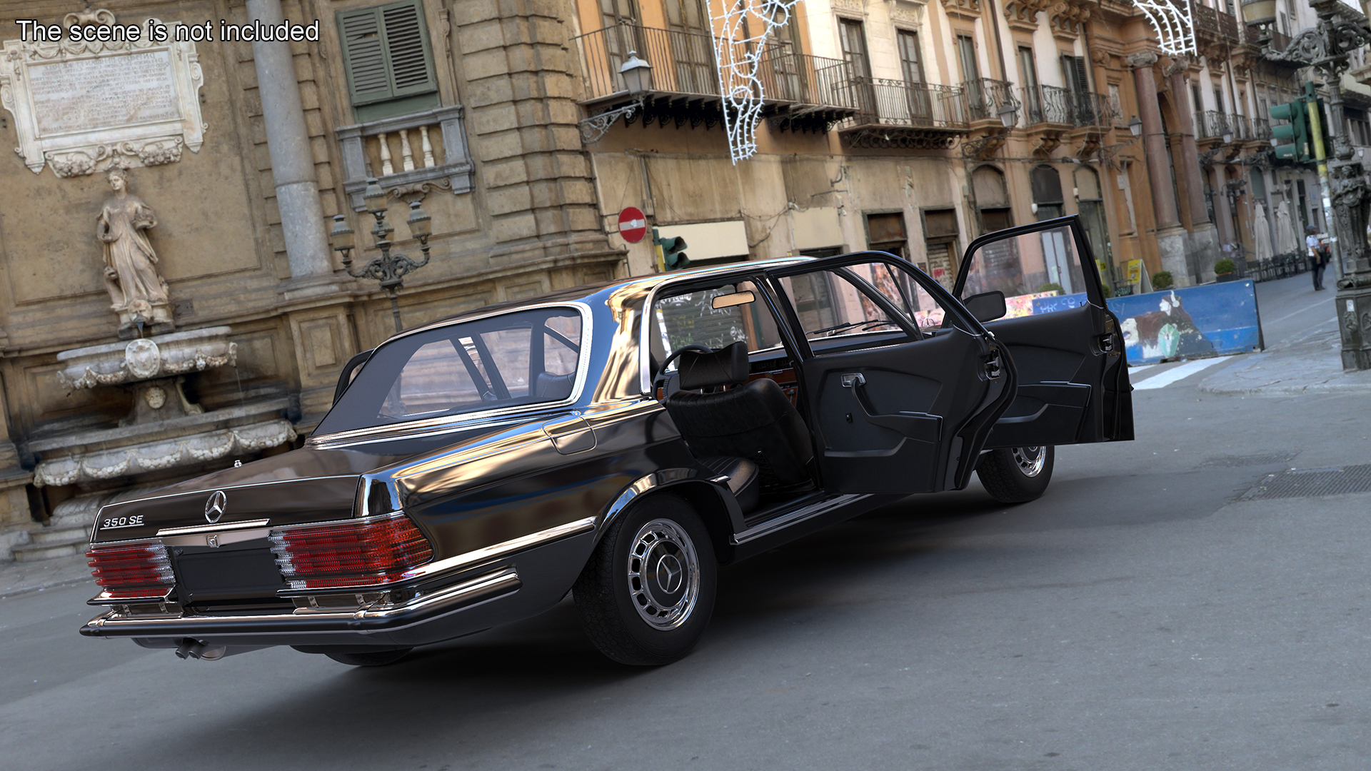 Mercedes Benz 350 SE Classic Sedan Black Rigged 3D